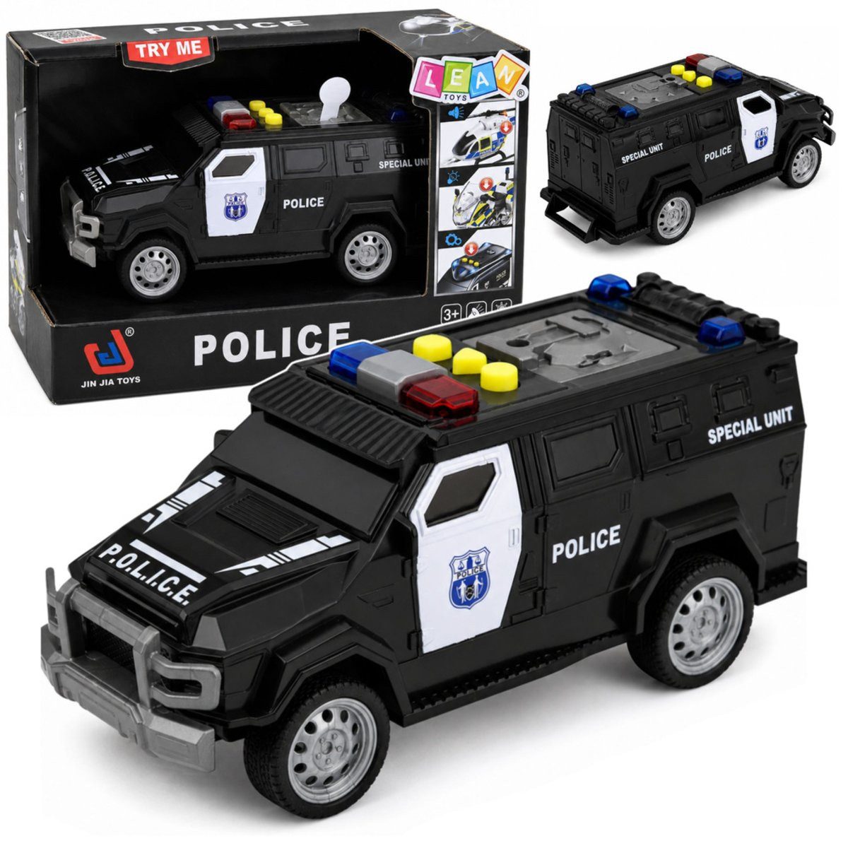 Wisam Spielzeug-Auto Polizeiauto, Spezialfahrzeug, Polizeiauto-Blaulichter, Geräusche