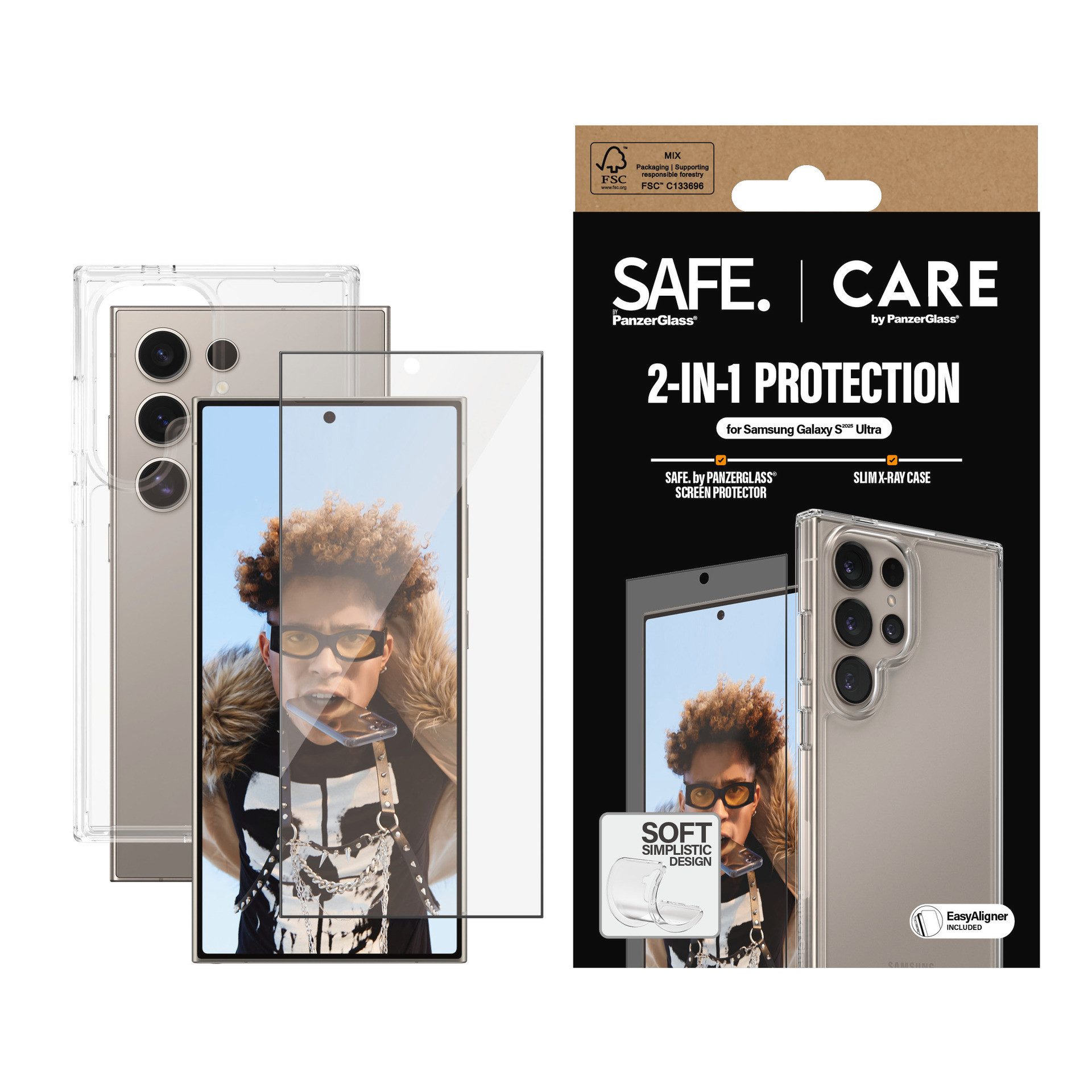 CARE by PanzerGlass Displayschutzglas 2-in-1 Protection Set für Samsung Galaxy S25 Ultra, Displayschutzfolie, Schutzfolie, Bildschirmschutz, kratz- & stoßfest