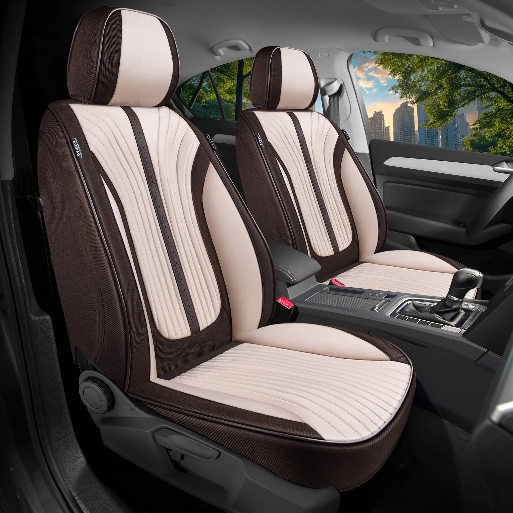 BREMER SITZBEZÜGE Autositzbezug für Kia Ceed ED Bj 2006-13 (V2), Set, Schonbezüge Sitzbezüge Fahrer und Beifahrer, in Braun / Beige