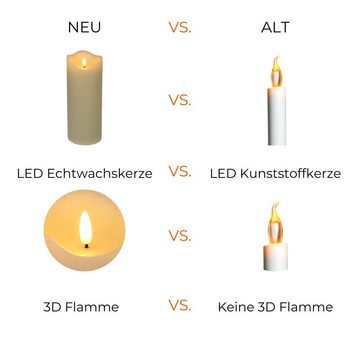 GarPet LED-Kerze LED Echtwachskerze mit Timer Batterie Flackereffekt beweglicher Flamme