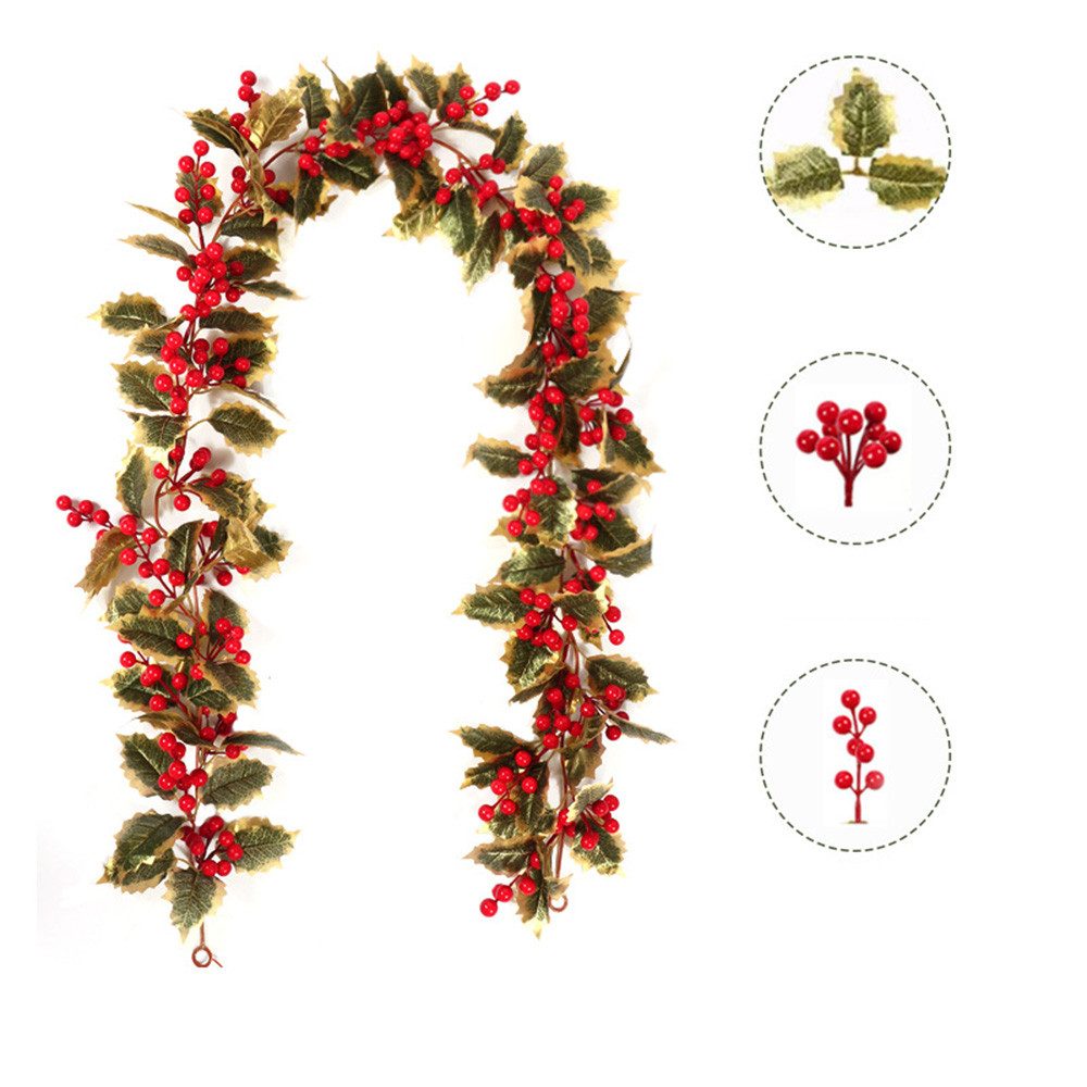 Kunstranke Weihnachtsgirlande Weihnachtsranke rote Fruchtrebe Simulation günstig online kaufen