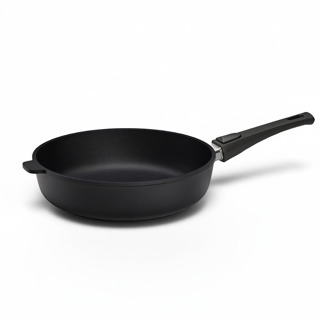 Hoffmann Germany Bratpfanne STONIQ PFAS-frei Ø 24 cm hoher Rand – Made in Germany, Aluguss (1-tlg., 1x Pfanne Ø 24 cm mit hohem Rand), abnehmbarer Griff, backofenfest bis 300°C, Induktion Schmorpfanne