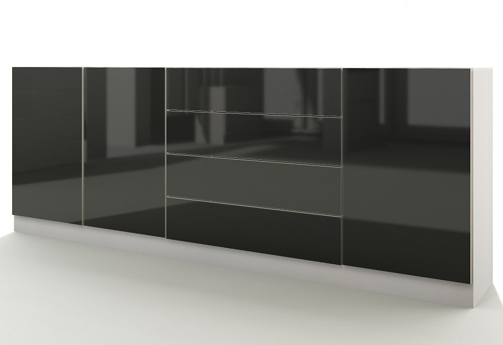 borchardt Möbel Sideboard Vaasa, Breite 190 cm weiß matt/schwarz Hochglanz