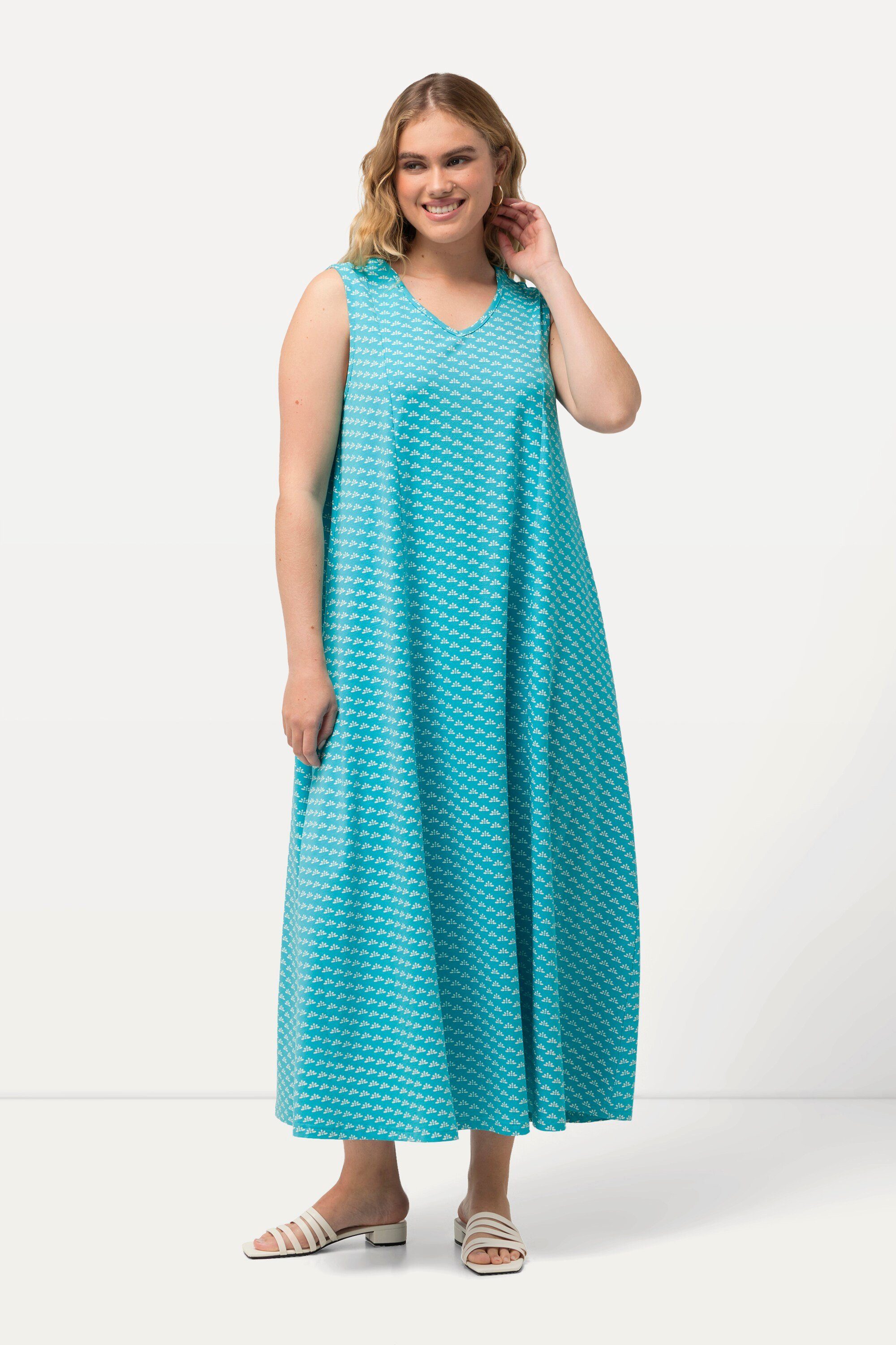 Ulla Popken Jerseykleid Jersey-Maxikleid A-Linie V-Ausschnitt günstig online kaufen