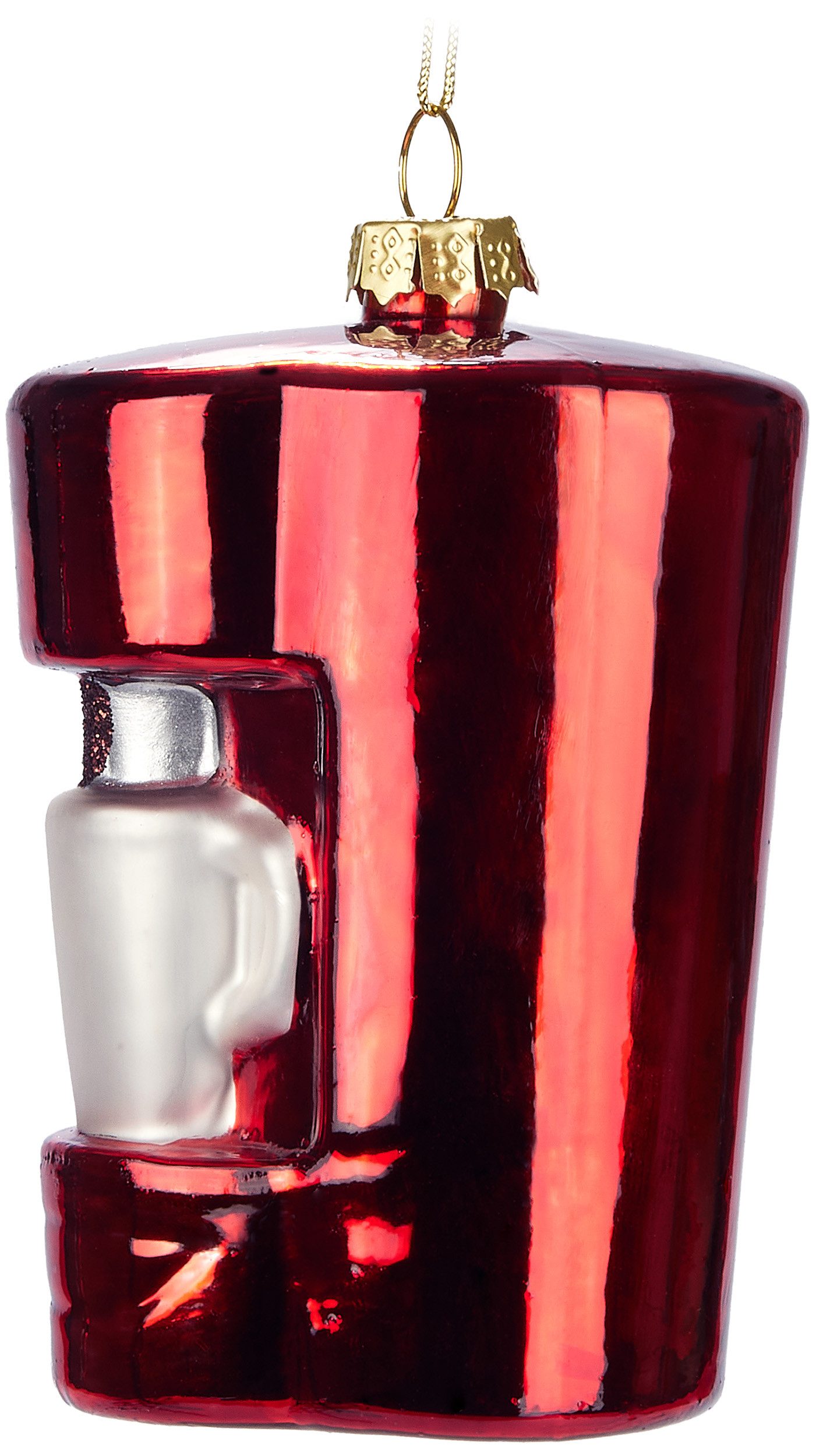 BRUBAKER Weihnachtsbaumkugel Kaffeemaschine Rot - Handbemalte Weihnachtskugel aus Glas - 10,5 cm (1 St), - Baumkugel für Kaffeeliebhaber und Kaffeetrinker - Christbaumschmuck
