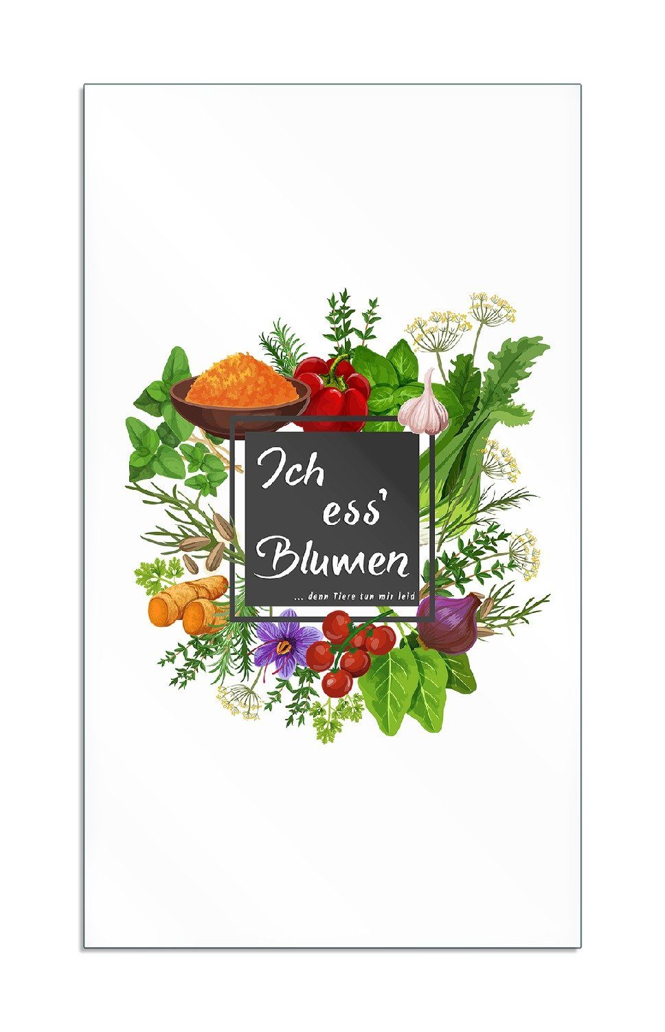 ess inkl. Herd-Abdeckplatte 1 tlg., (Glasplatte, Kräuter, Ich Noppen), Gemüse Blumen verschiedene Größen ESG-Sicherheitsglas, 5mm und - Wallario