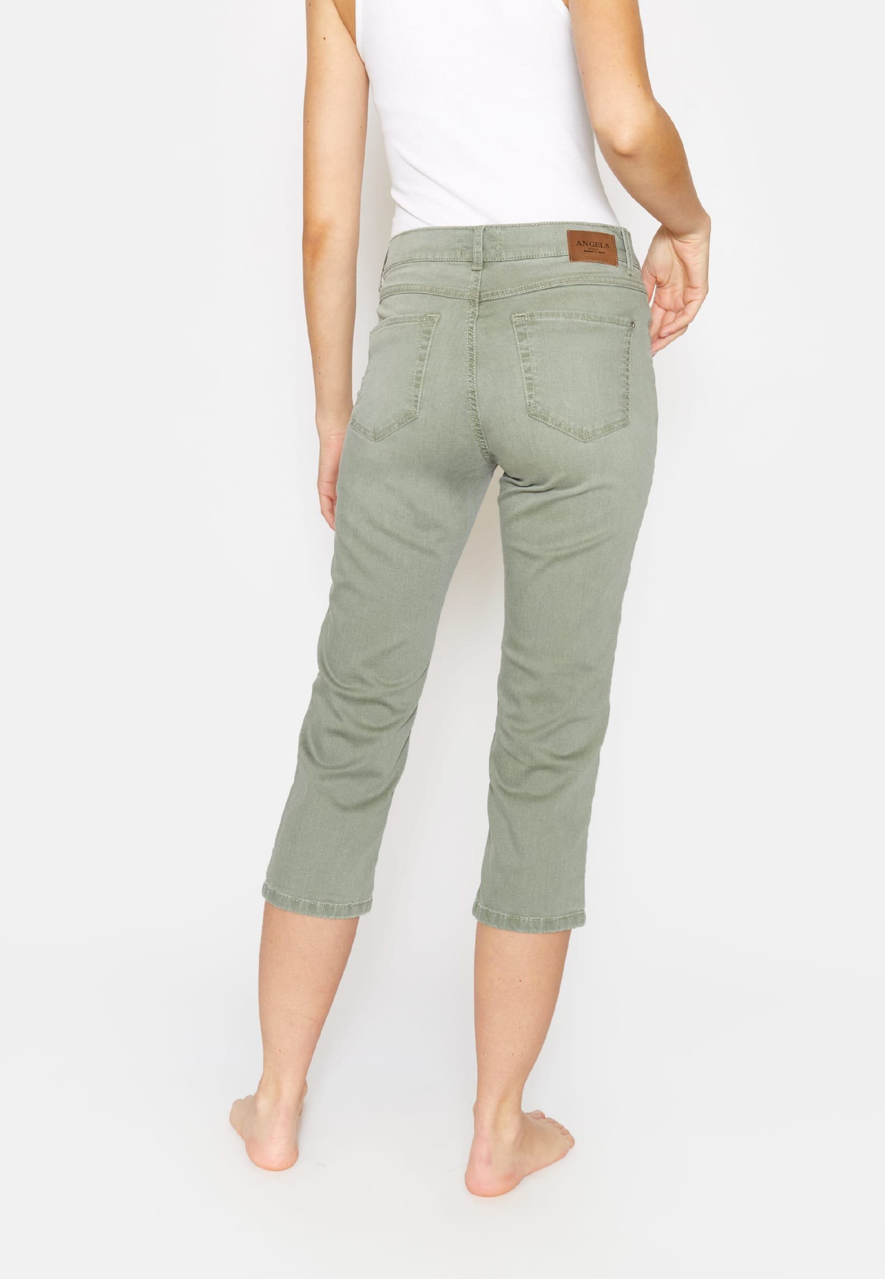 Beinumschlag mit Straight-Jeans Jeans ANGELS Cici grün mit Label-Applikationen TU