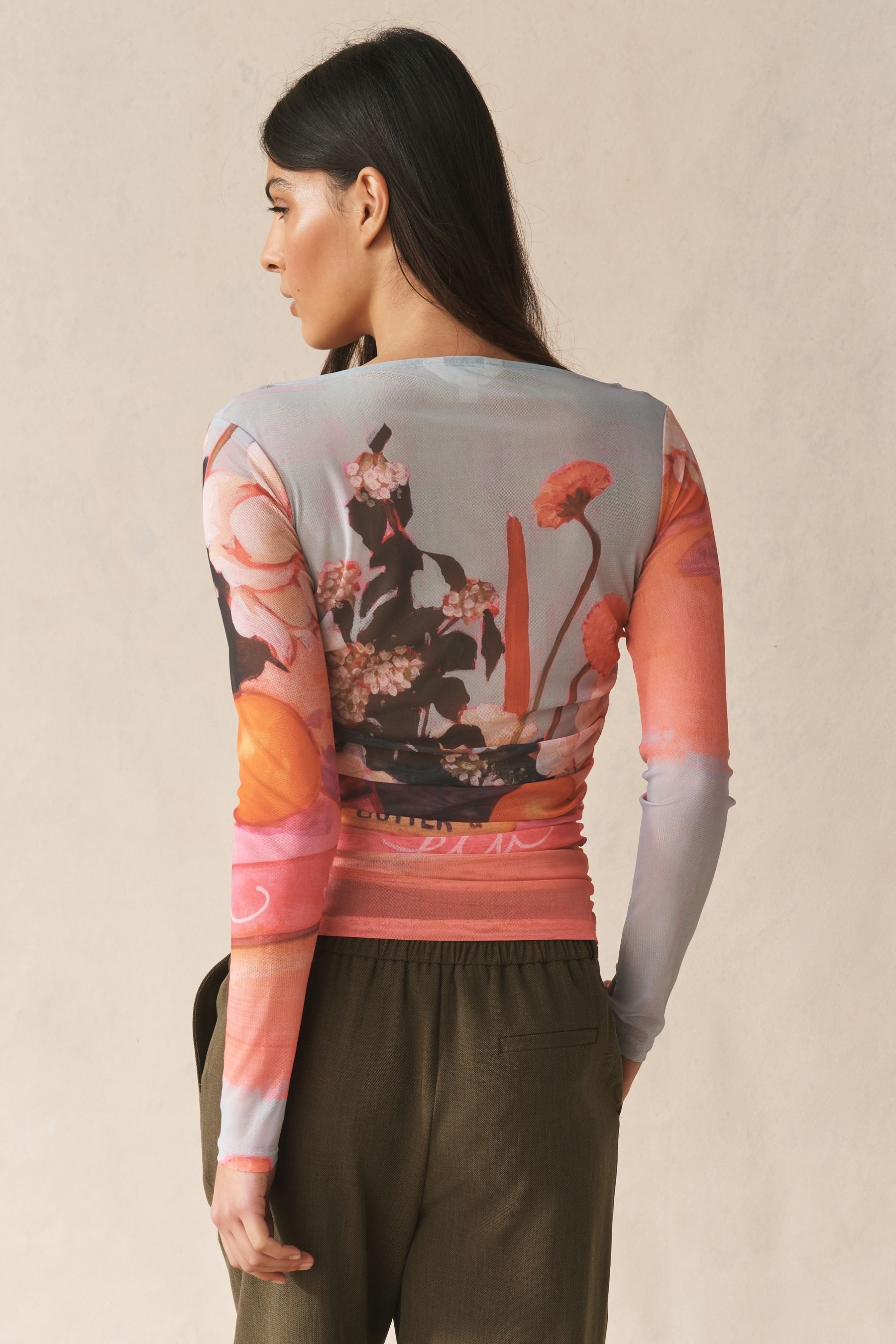 Next Langarmshirt Kew Collection Langarmoberteil mit Mesh und Print (1-tlg) günstig online kaufen
