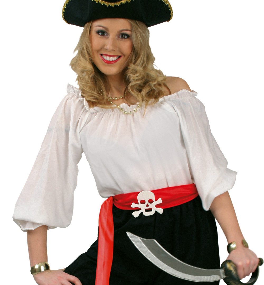Fries Piraten-Kostüm Damen Piratin Bluse Piratenbluse weiß Karneval Fasching Halloween