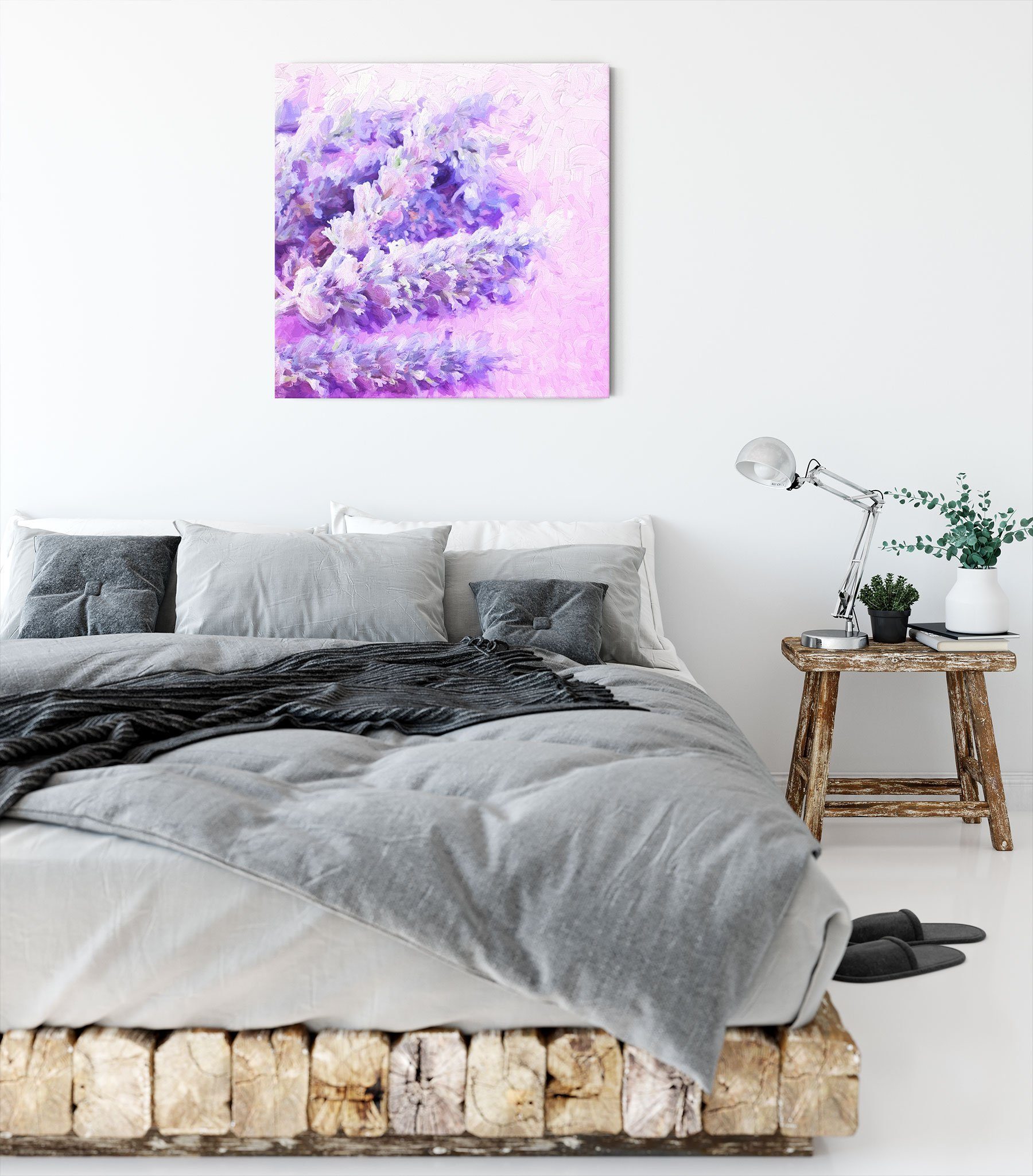 Pixxprint Leinwandbild Lavendel getrockneter inkl. bespannt, Leinwandbild St), Kunst, fertig Lavendel Zackenaufhänger (1 Kunst getrockneter