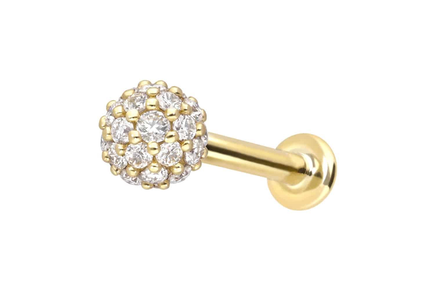 PIERCINGLINE Piercing-Set 14 Karat Gold Labret mit Innengewinde MULTI-MOISSANIT (Labrets, 1-tlg)