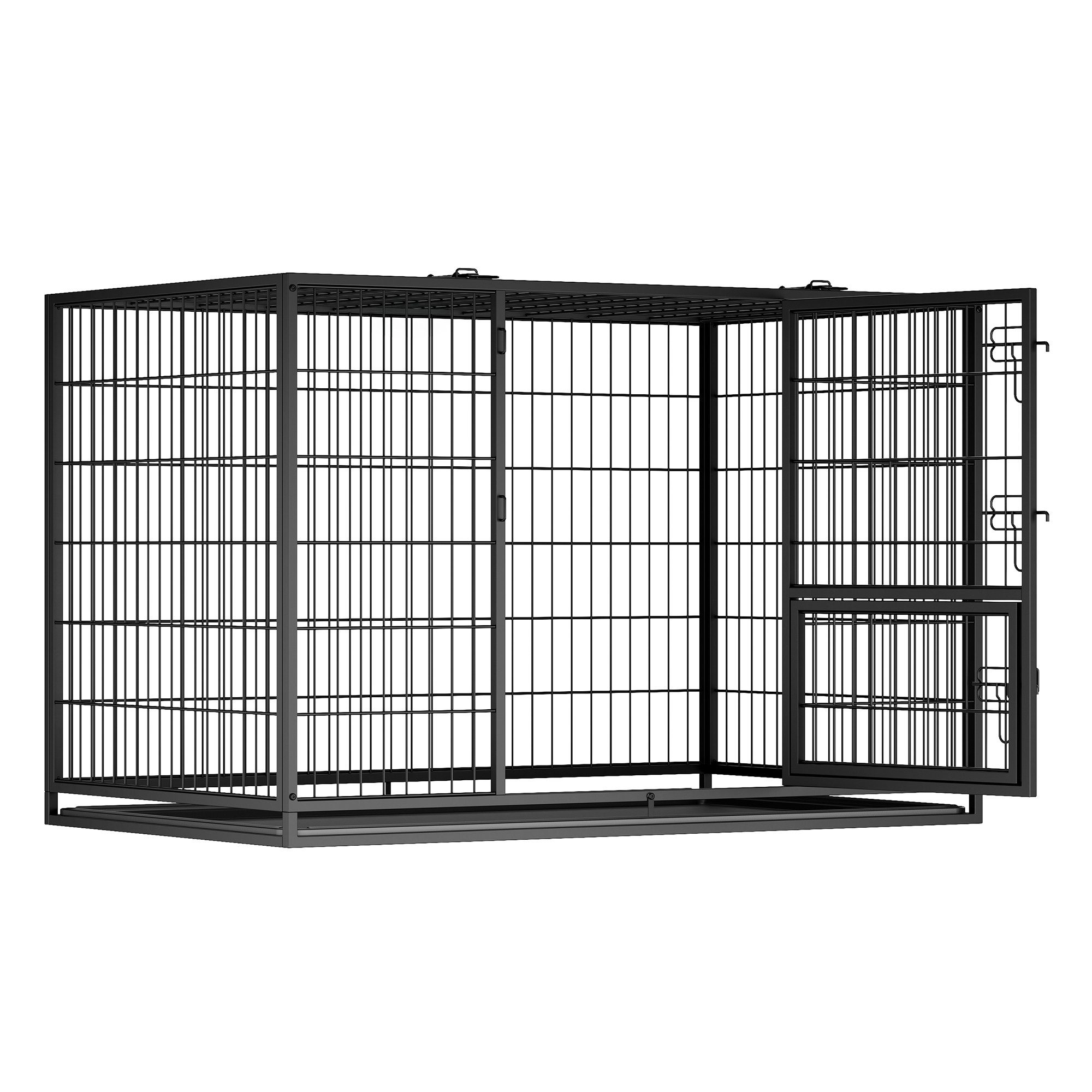 FEANDREA Tiertransportbox hochbelastbar, Gitterbox, transportabler Haustierkäfig, Welpenauslauf, XXL, 122 x 75,5 x 80,5 cm