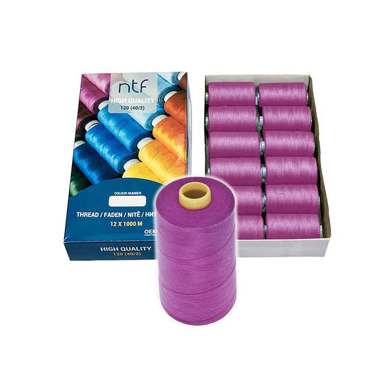 maDDma Nähgarn Polyester 12 Spulen 40/2 120er je 1000m Nähgarn, 12000 m, A559 orchidee