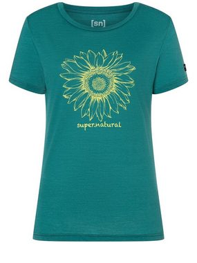 SUPER.NATURAL Print-Shirt Merino T-Shirt W GIRASOL TEE atmungsaktiver Merino-Materialmix