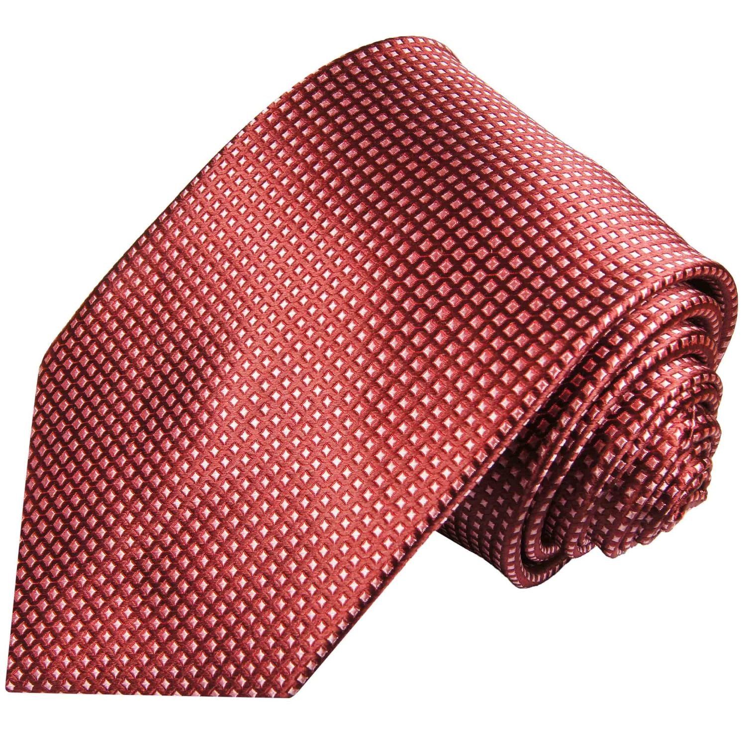 Paul Malone Krawatte (8cm), und 100% Breit Krawatte pink Seidenkrawatte mit rot 978 2-St., Tuch gepunktet Einstecktuch) (Set, Herren modern Seide