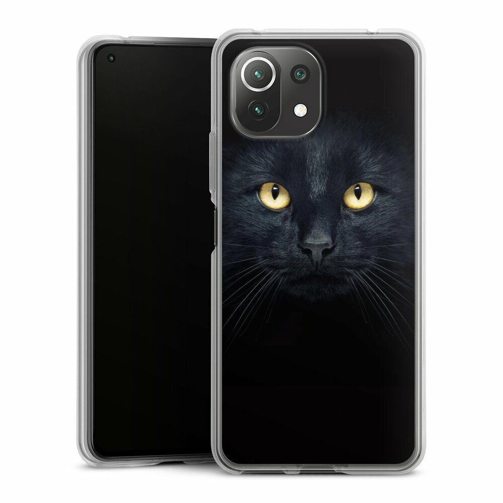 DeinDesign Handyhülle Katze Auge schwarz Tom Cat, Xiaomi Mi 11 Lite 5G NE Silikon Hülle Bumper Case Handy Schutzhülle