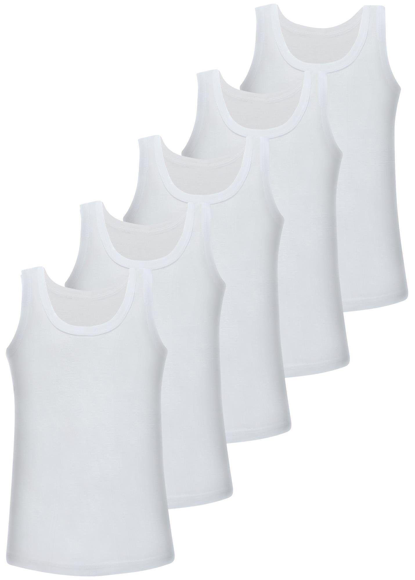 LOREZA Unterhemd 5 Jungen 100% Baumwolle Unterhemden ohne Seitennaht (Spar-Packung, 5-St) Weiss