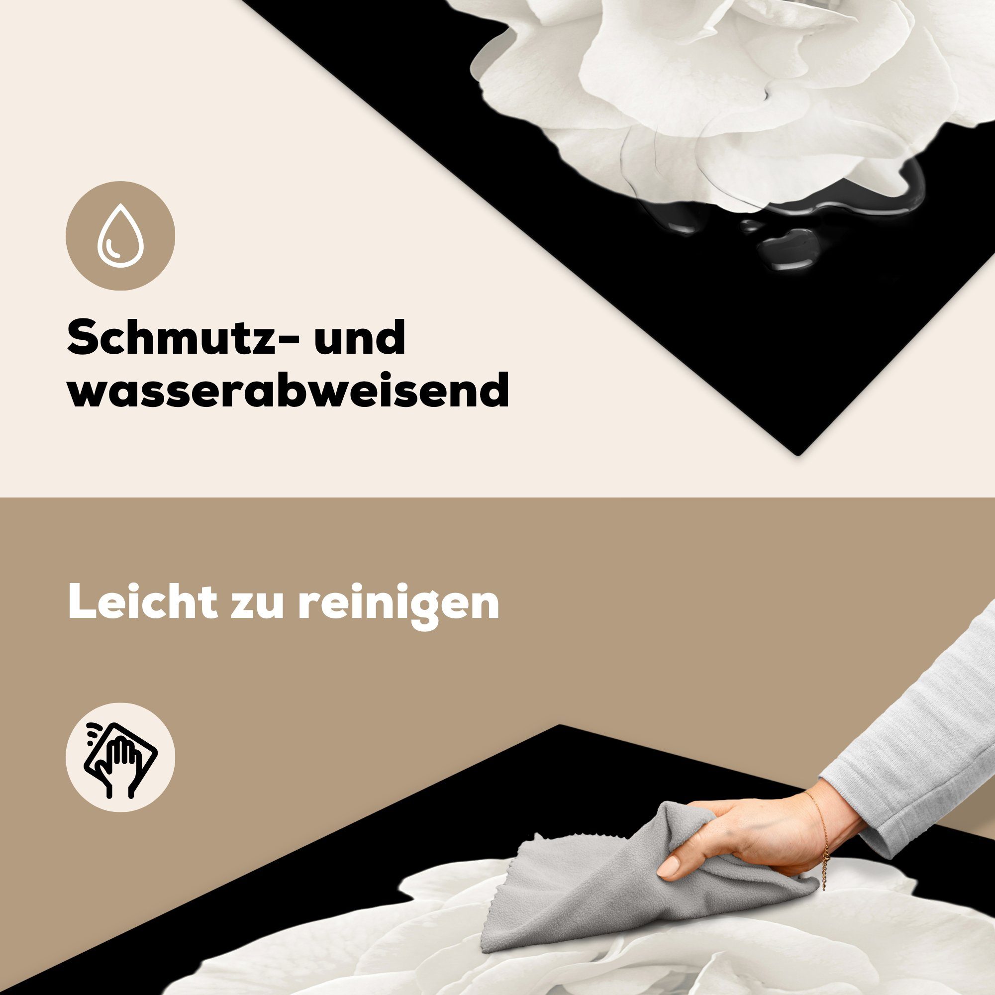 Schwarz MuchoWow küche Herdblende-/Abdeckplatte Arbeitsplatte 78x78 Vinyl, für Ceranfeldabdeckung, (1 Rosa - - Weiß, tlg), cm,