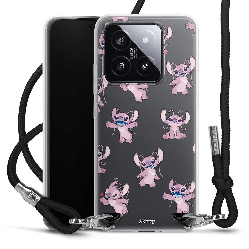 DeinDesign Handyhülle Lilo & Stitch Engel Disney Angel Faces Pattern Transparent, Xiaomi 14 Handykette Hülle mit Band Case zum Umhängen Cover mit Kette