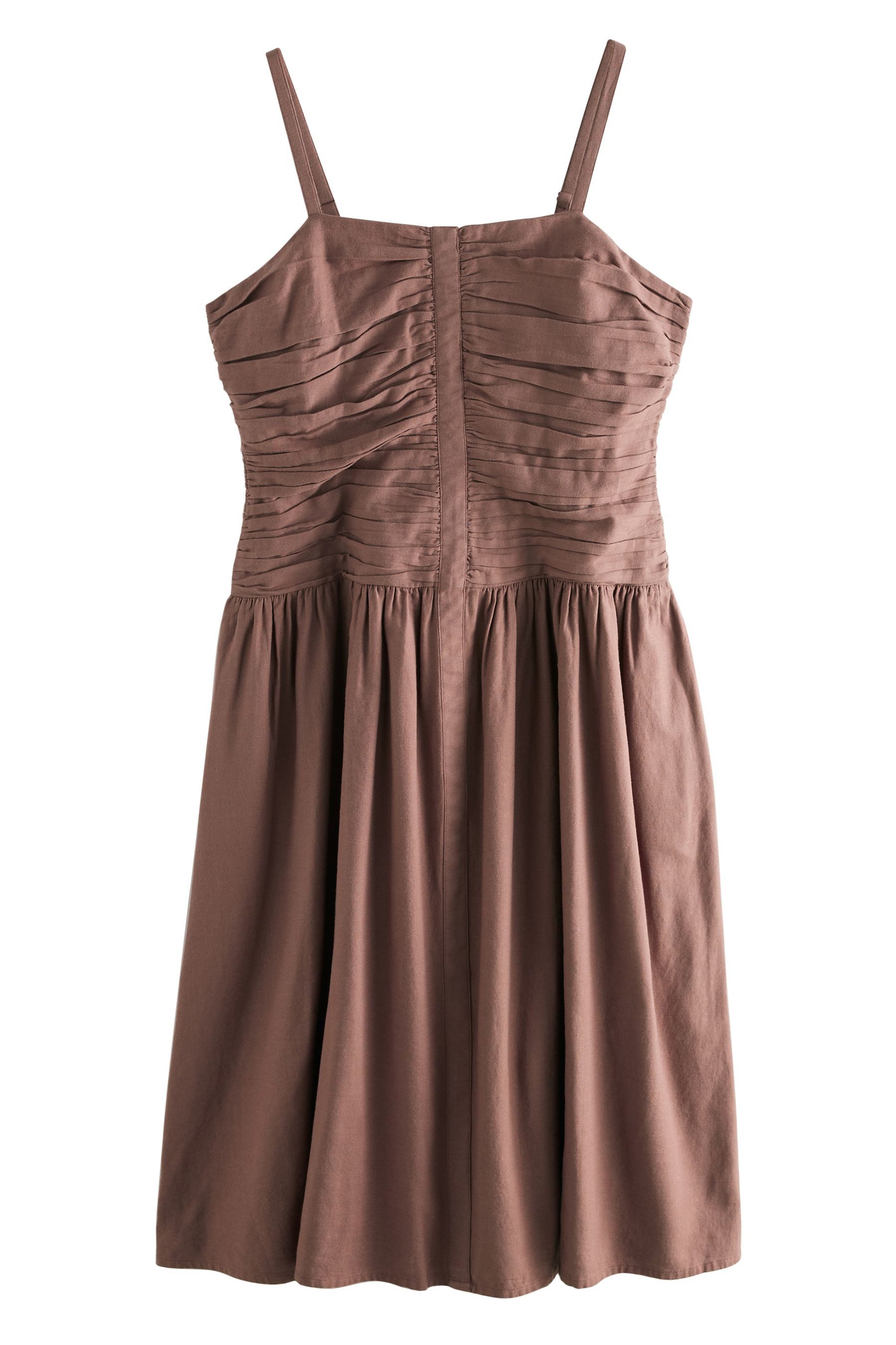 Midikleid Midikleid mit gerafften Trägern