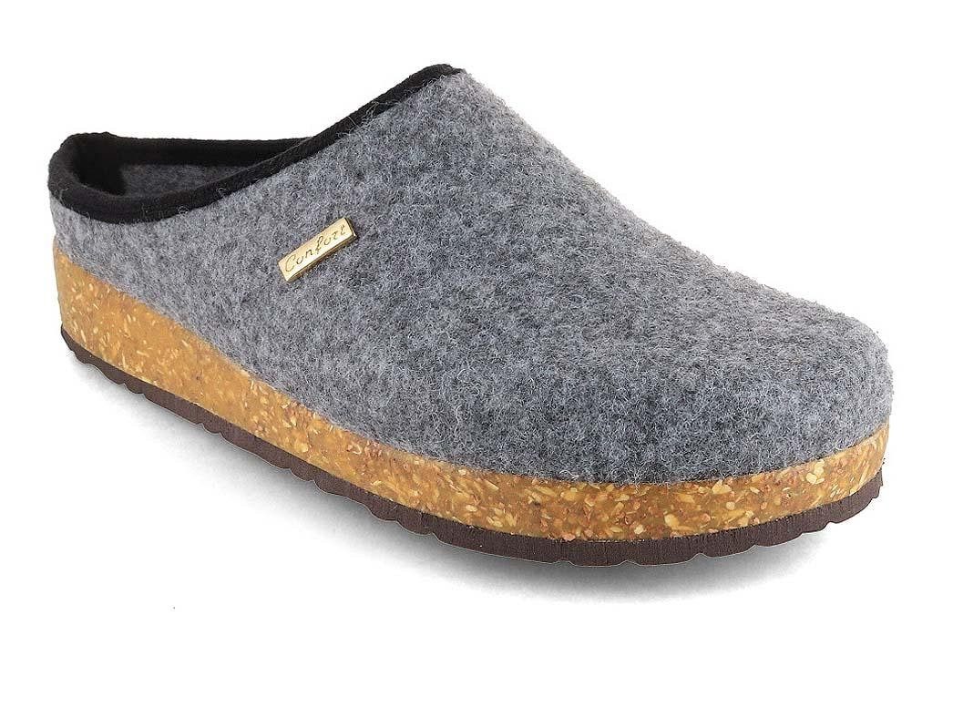 Filz-Pantoffeln Komfort Herren Clogs mit Kork-Fußbett Hausschuh