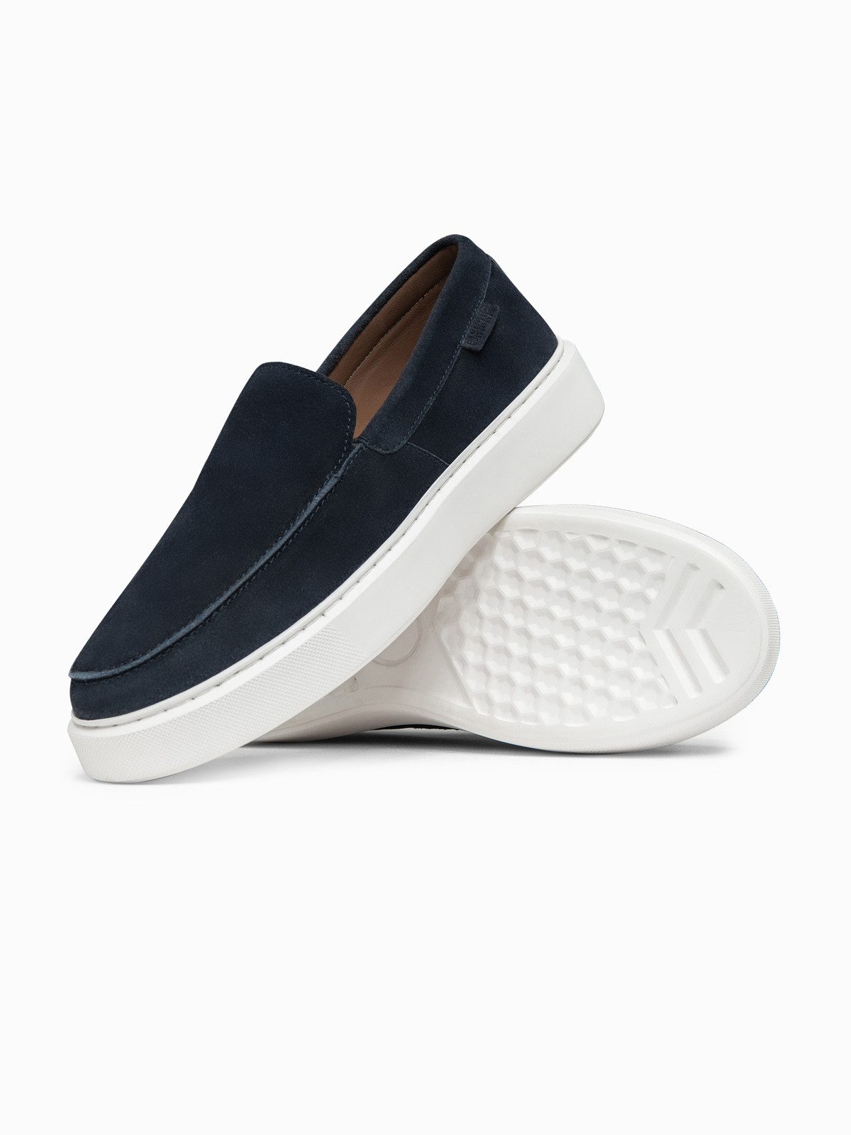 OMBRE Herren Slip-On Schuhe aus Wildleder mit Gummisohle Navy 41 Sneaker (kein Set, 1-tlg) atmungsaktiv