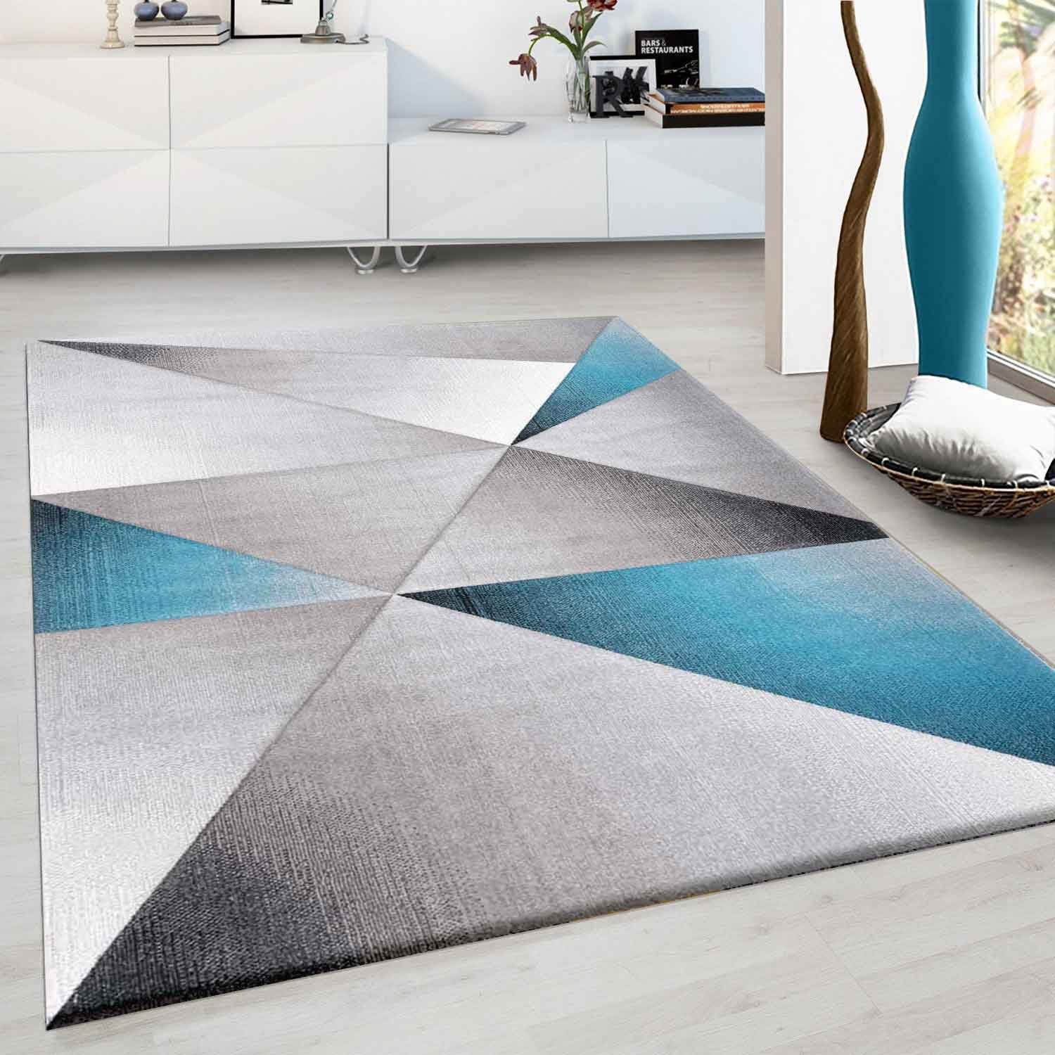 Vimoda Teppich Teppich Geometrische Muster Kurzflorig Grau, Rechteckig – Bild 2 von 5