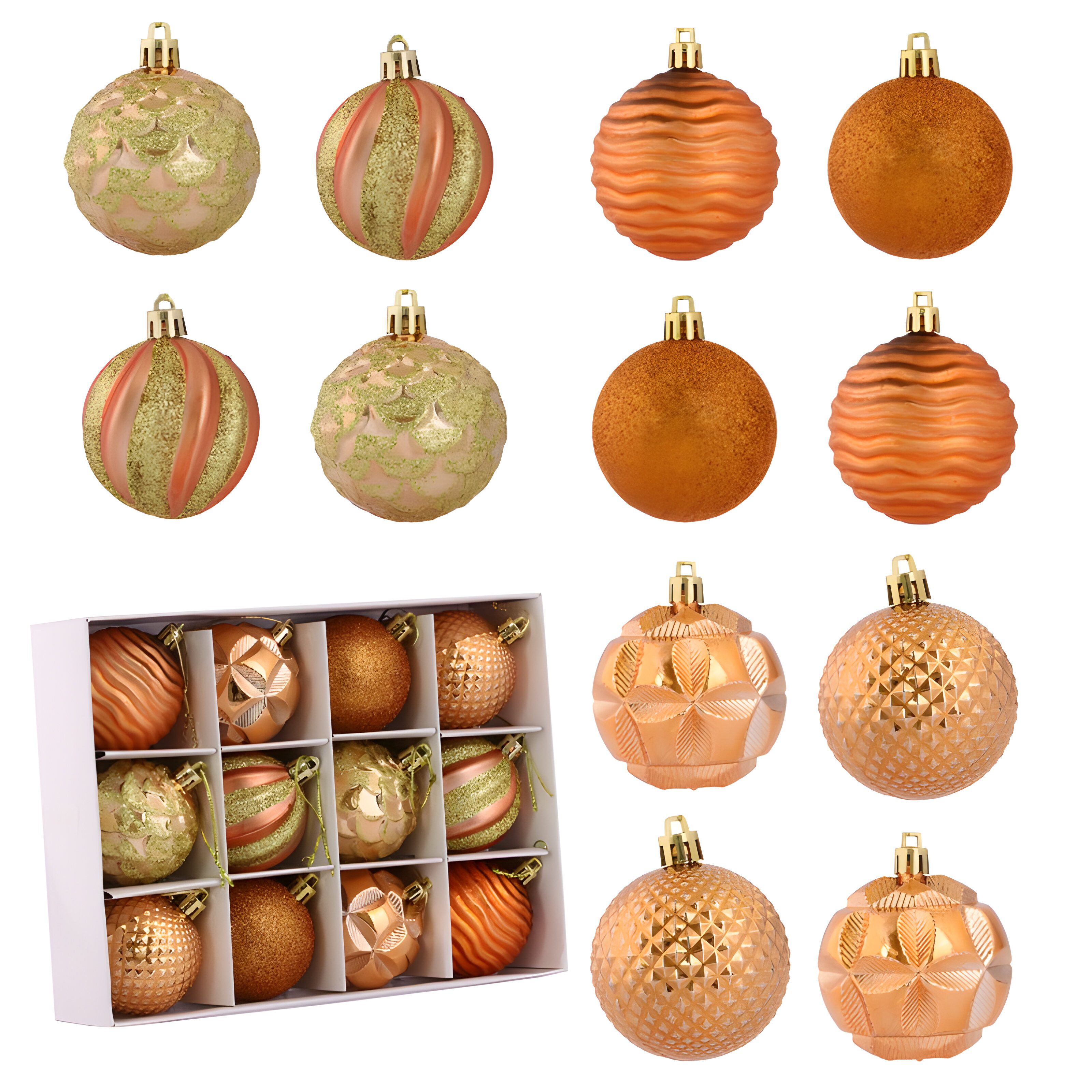 WS-Trend Weihnachtsbaumkugel Weihnachtskugeln 12 St Weihnachtsbaumkugel Christbaumkugel (12 St)