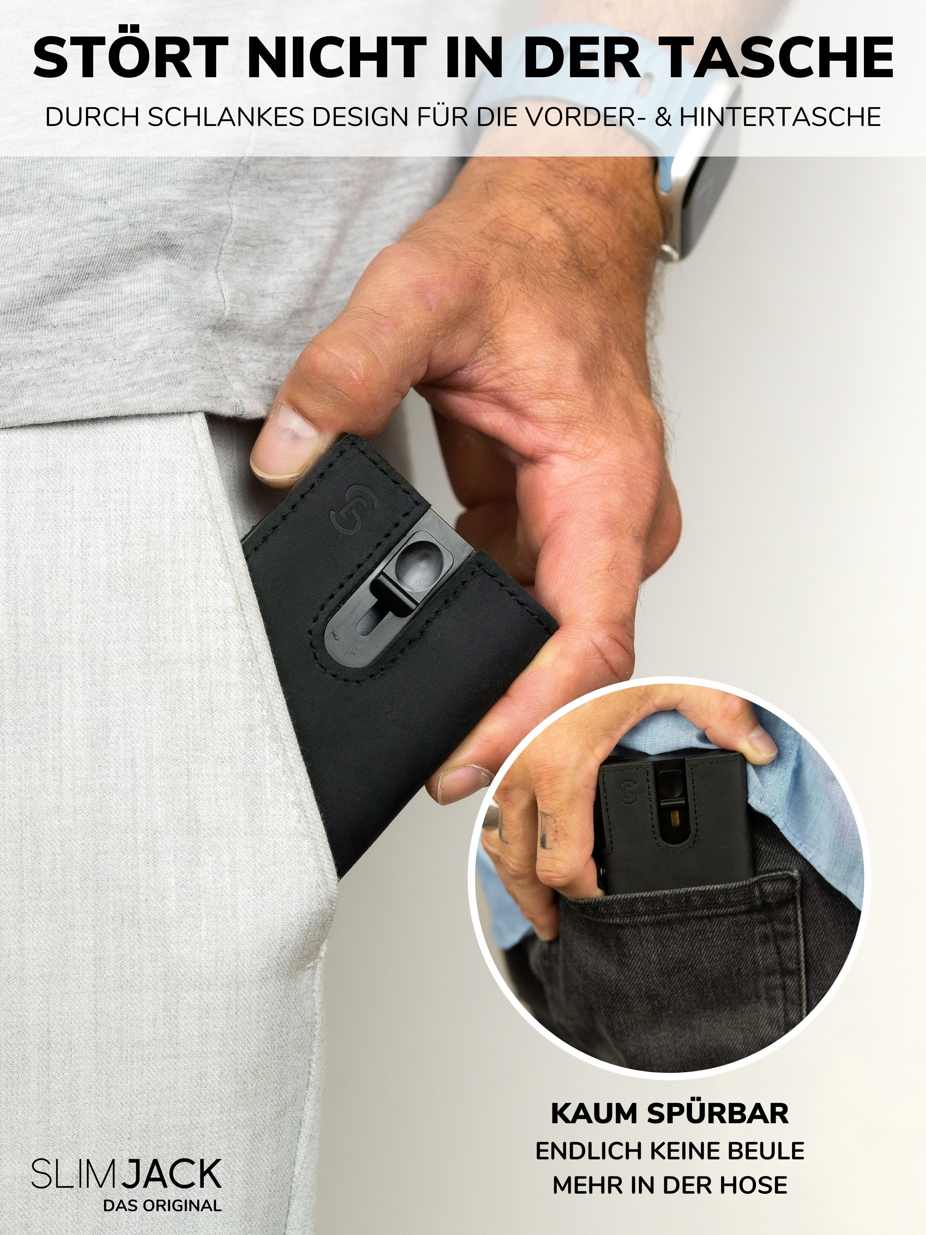 Wallet, Geldbeutel RFID-Schutz Portmonee Herren Geldbörse SLIMJACK Mini mit - Slim Wallet Jackster Herren für Schwarz -