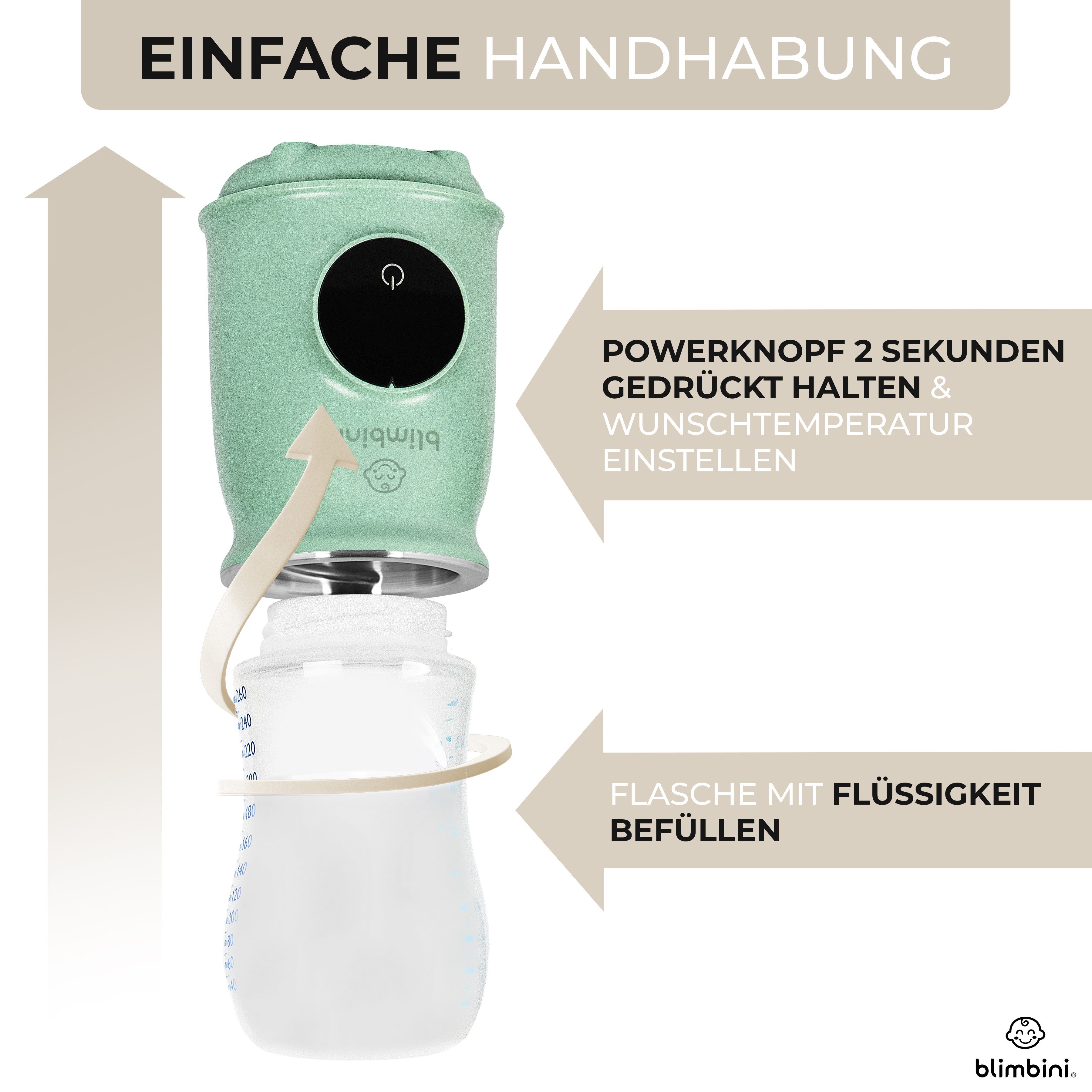 blimbini® Babyflaschenwärmer Pro, Baby Flaschenwärmer für unterwegs mit Akku - ideal zum Reisen