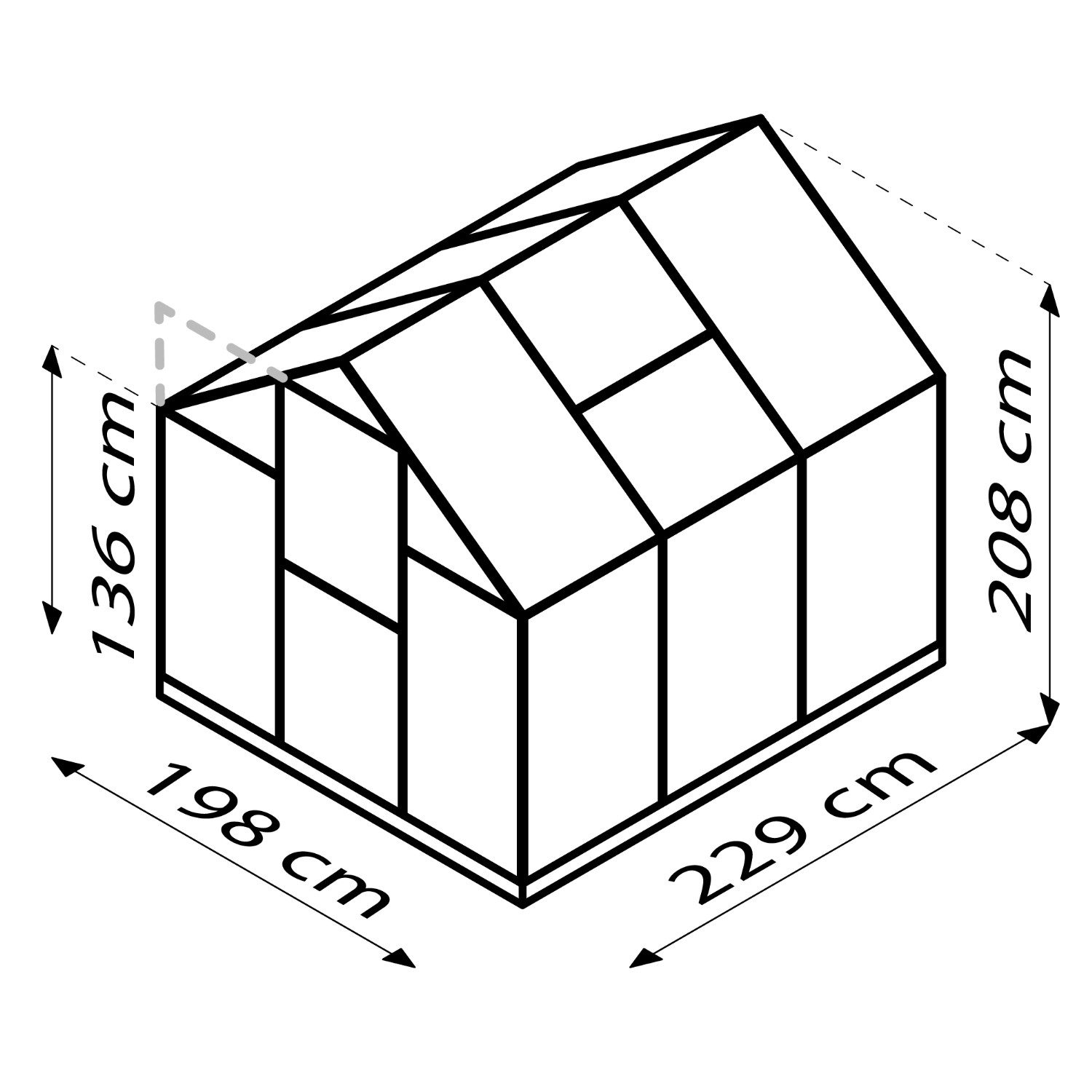 Vitavia Gewächshaus Eos 4600, 4 mm Wandstärke, in 4 und 6 mm HKP, mit umbaubarer Tür, inkl. Regenrinne