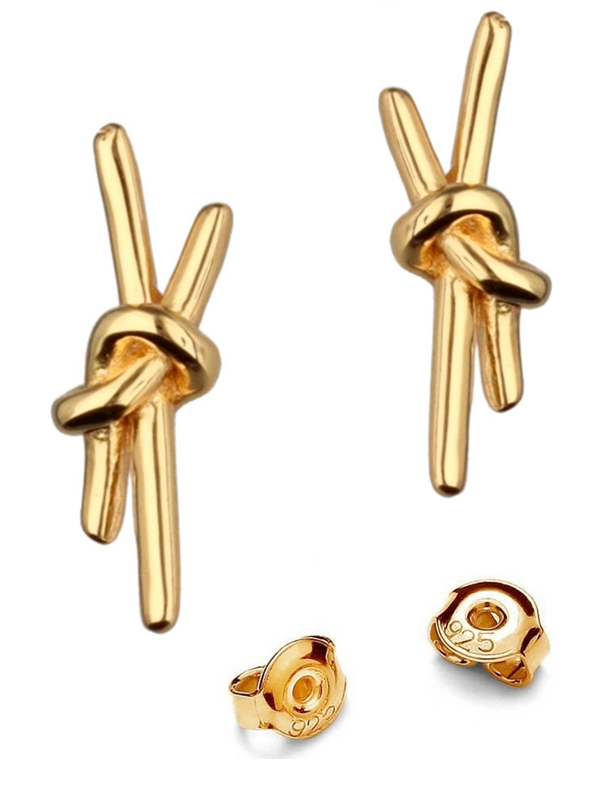 Goldene Hufeisen Paar Ohrstecker Elegante Knoten Goldene Ohrringe für stilbewusste Damen, 925 Silber (Sterlingsilber), Hypoallergen