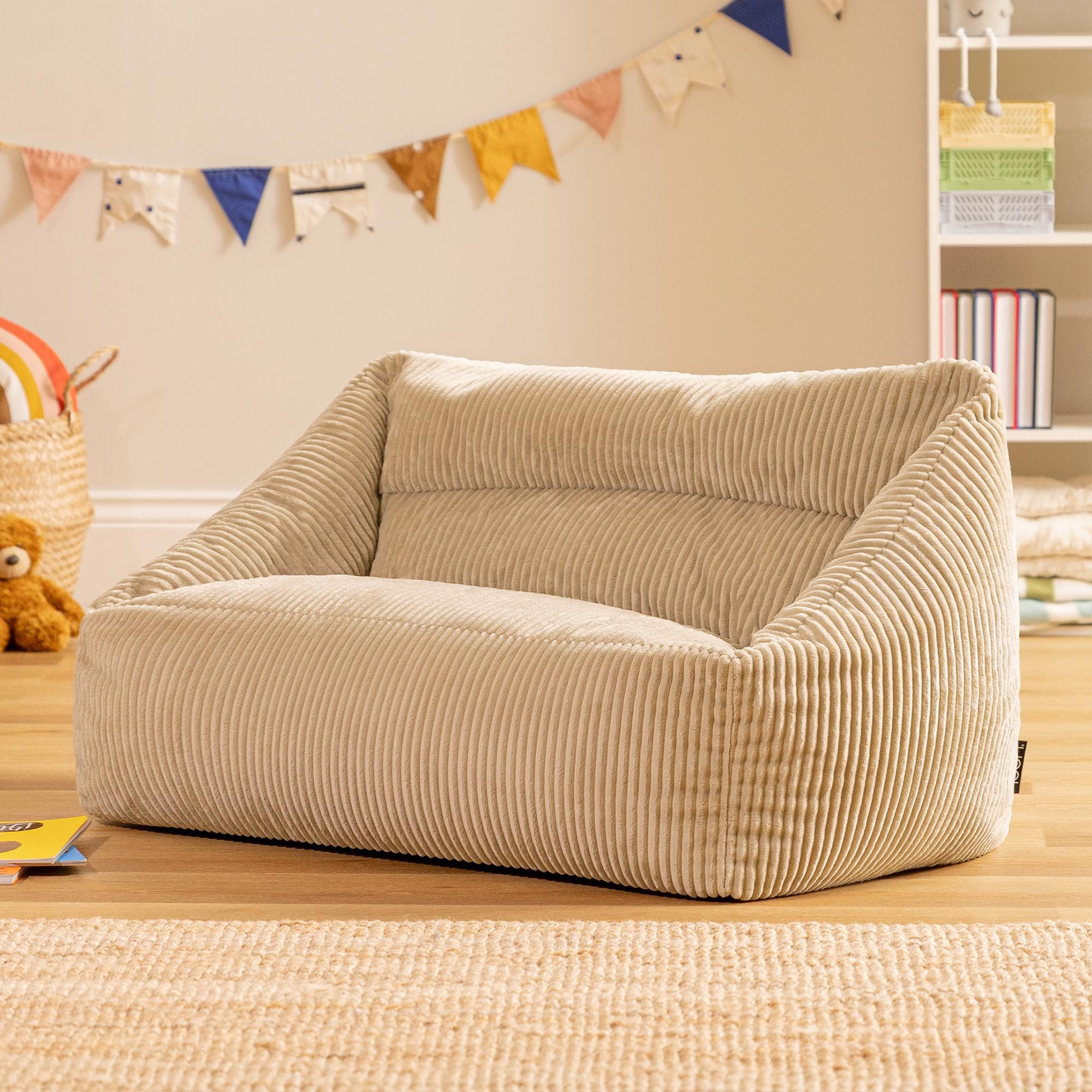 icon Sitzsack Sofa für Kinder aus Cord mit Füllung, Made in Germany, für Kinderzimmer, flauschig