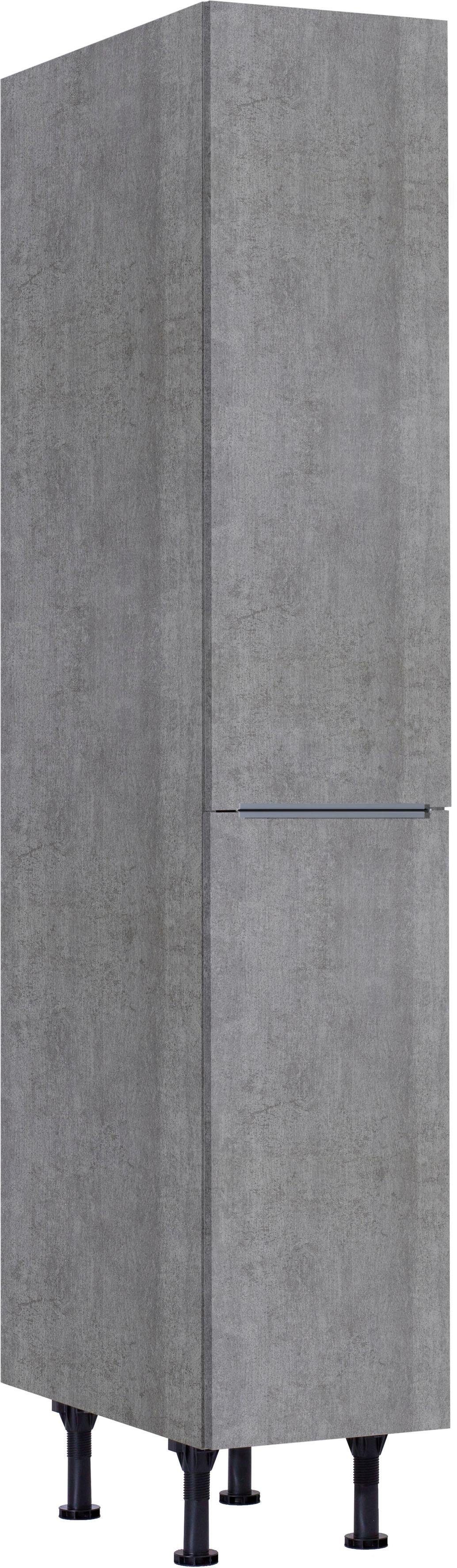 Breite 30 cm | OPTIFIT Apothekerschrank 4 betonfarben mit betonfarben Ablagen, und Soft-Close-Funktion, 2 Tara Vollauszügen