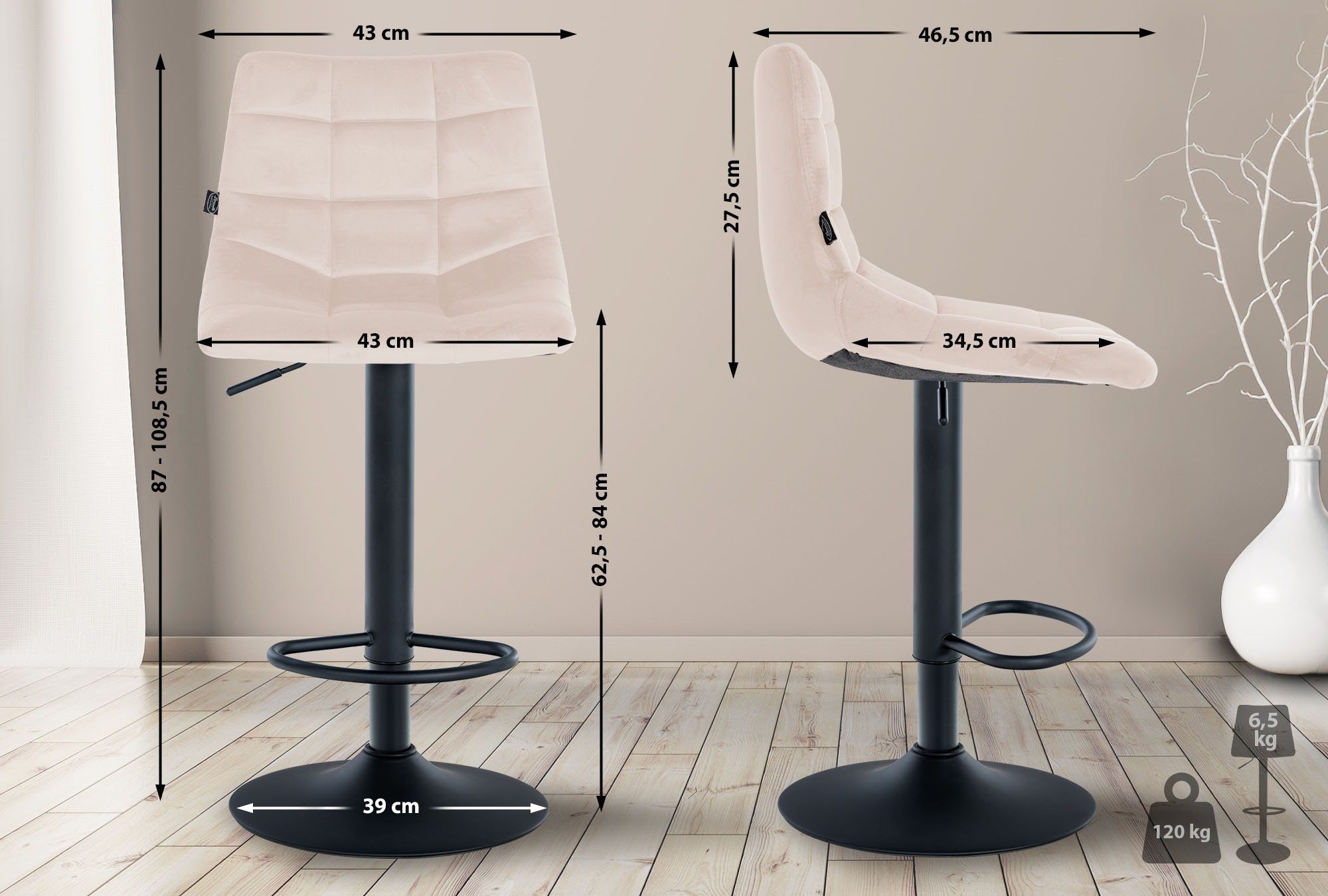 CLP Barhocker Jerry Samt (2er Set, günstig online kaufen