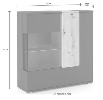 COTTA Highboard Montana, Breite 120 cm, inkl. LED-Beleuchtung und Push-To-Open