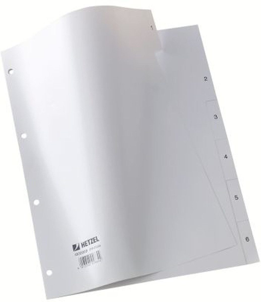 HETZEL Aktenordner Plastikregister 1-6 A4 PP 6 Blatt grau