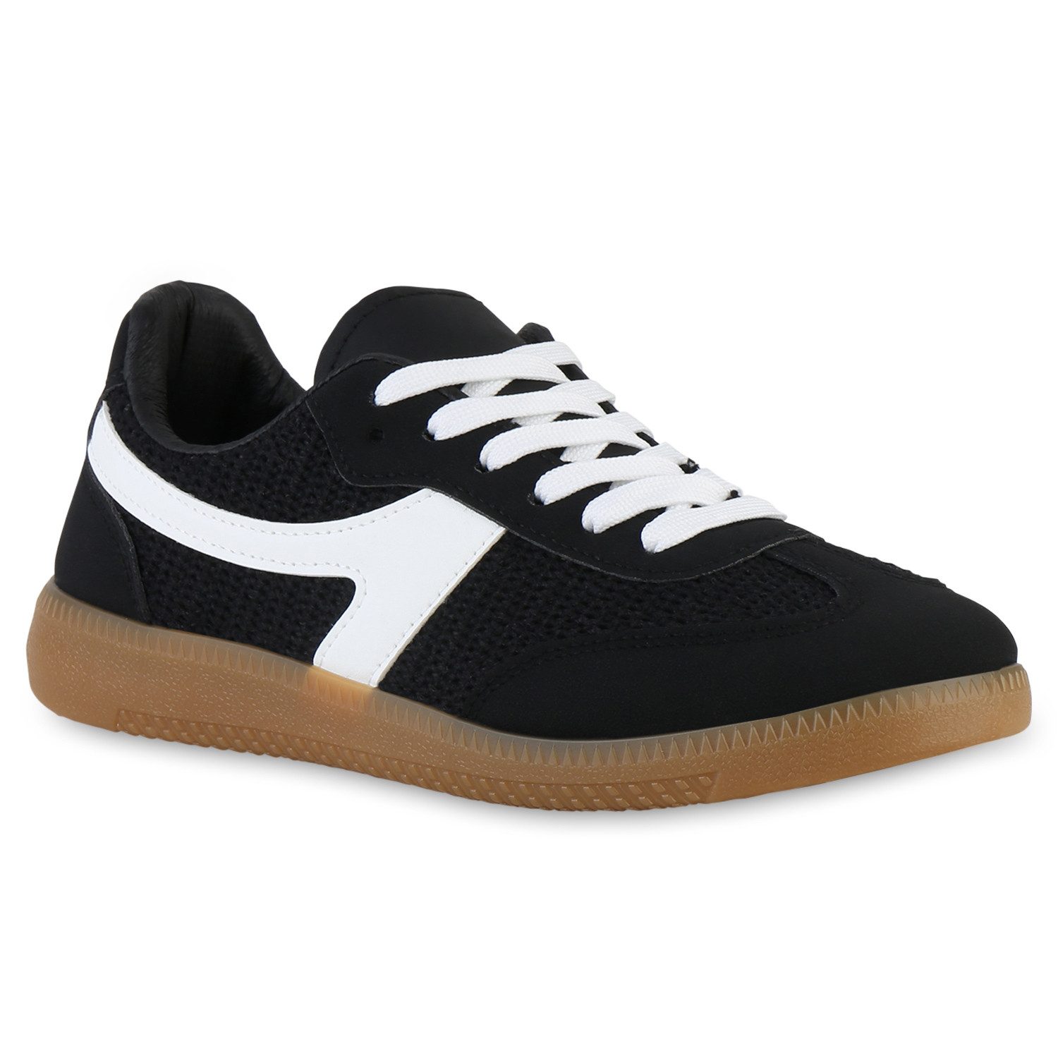 VAN HILL 841515 Sneaker Damen Sneaker Low Schnürer Bequeme Strick Freizeit Schnür-
