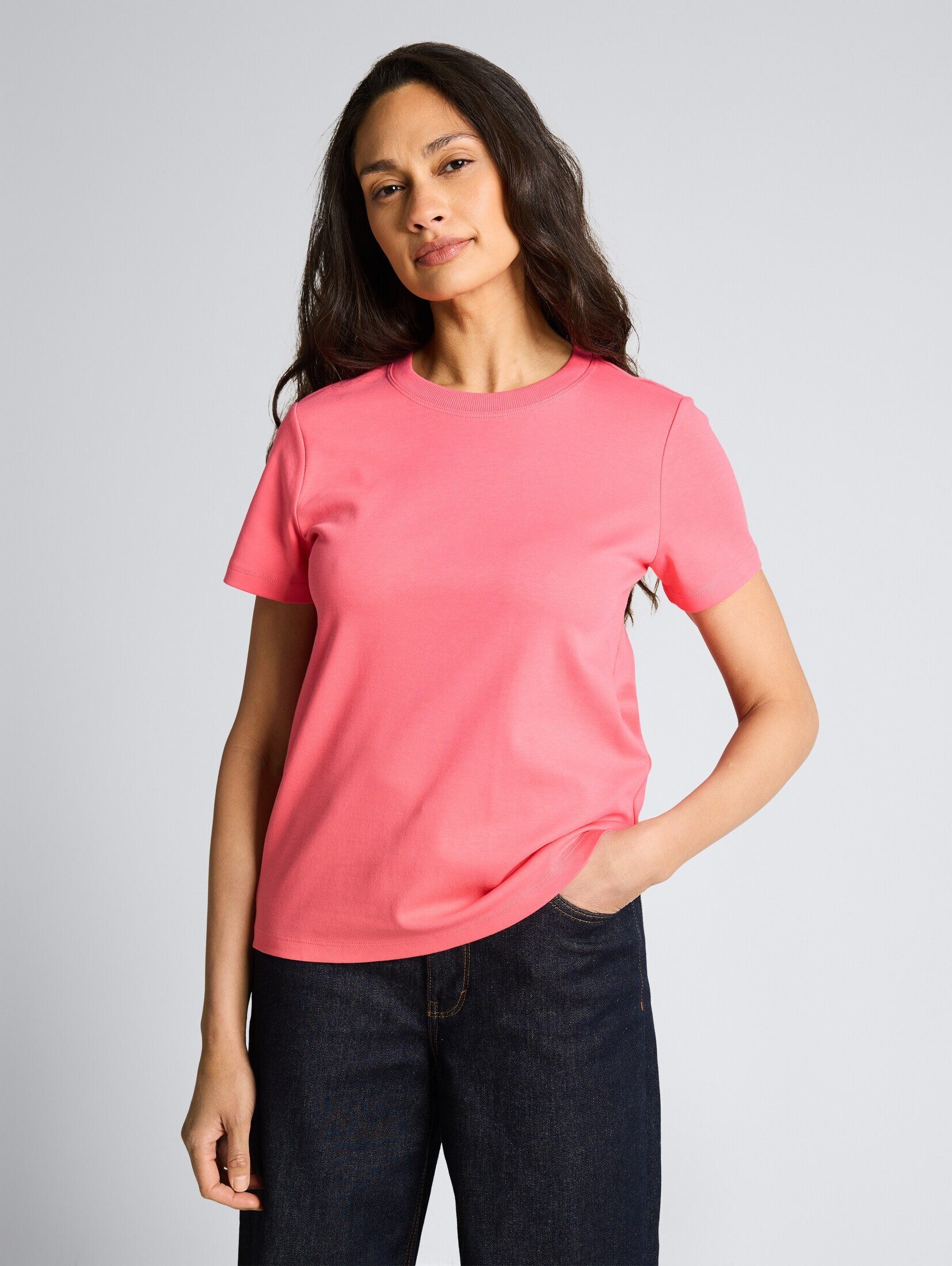 TOM TAILOR T-Shirt T-Shirt Basic T-Shirt aus Baumwolle günstig online kaufen