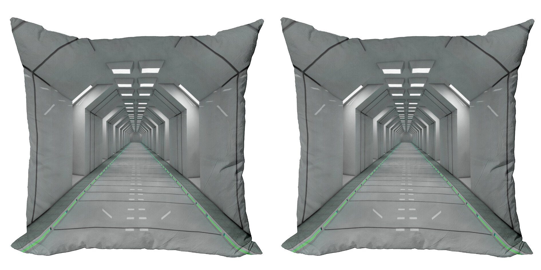 Förderungsmaßnahme Kissenbezüge Modern Accent Abakuhaus (2 Doppelseitiger Stück), Flur im Digitaldruck, Schiffsraum Grau