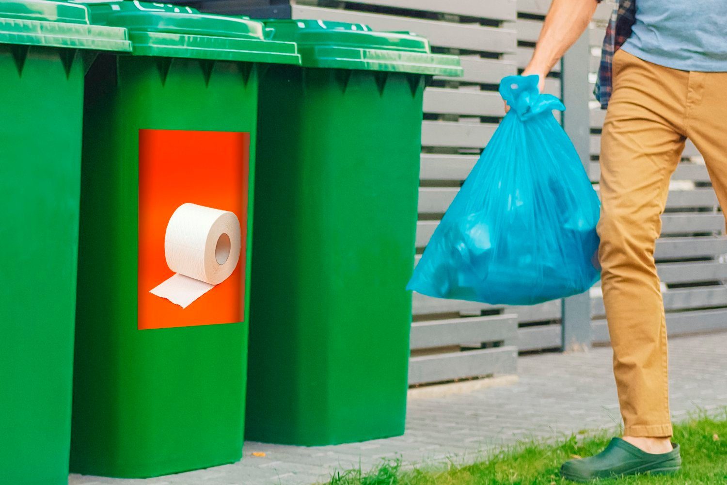 Container, Sticker, MuchoWow Mülltonne, Abfalbehälter Wandsticker Toilettenpapier auf Mülleimer-aufkleber, (1 Orange St),