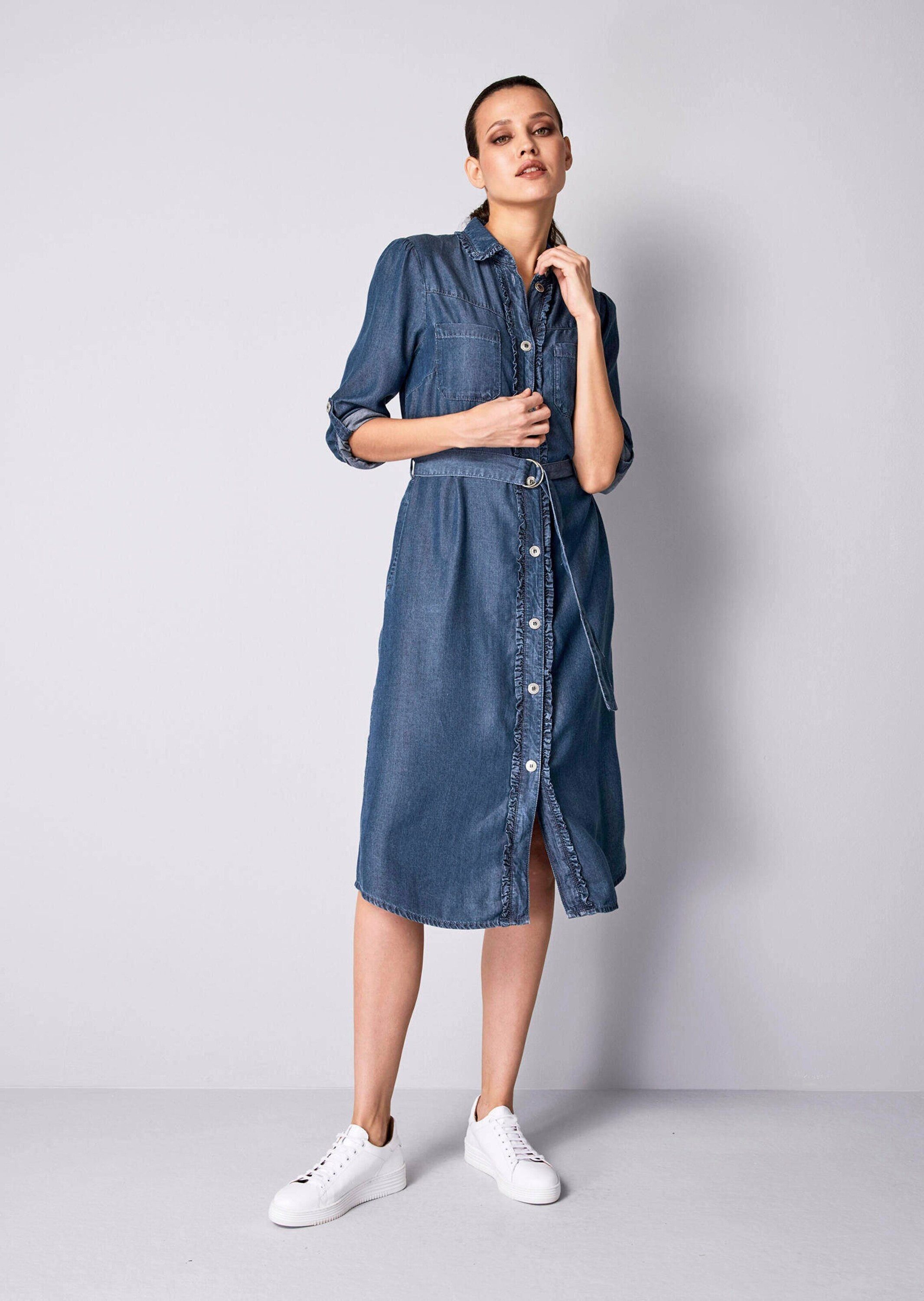 Alba Moda Midikleid Jeanskleid mit Knopfleiste