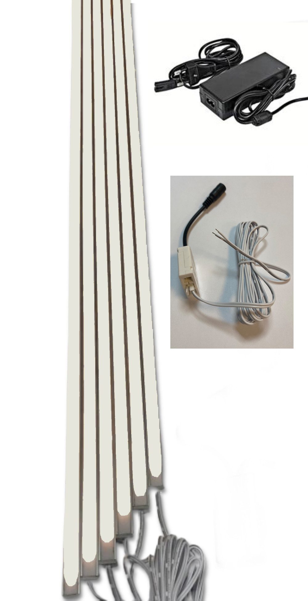 XENON LED Dekolicht 2241 LED ALU Leuchte f. Paneele 18mm Abstand 6x50cm Netzteile NeutralW, Xenon / Neutral Weiß
