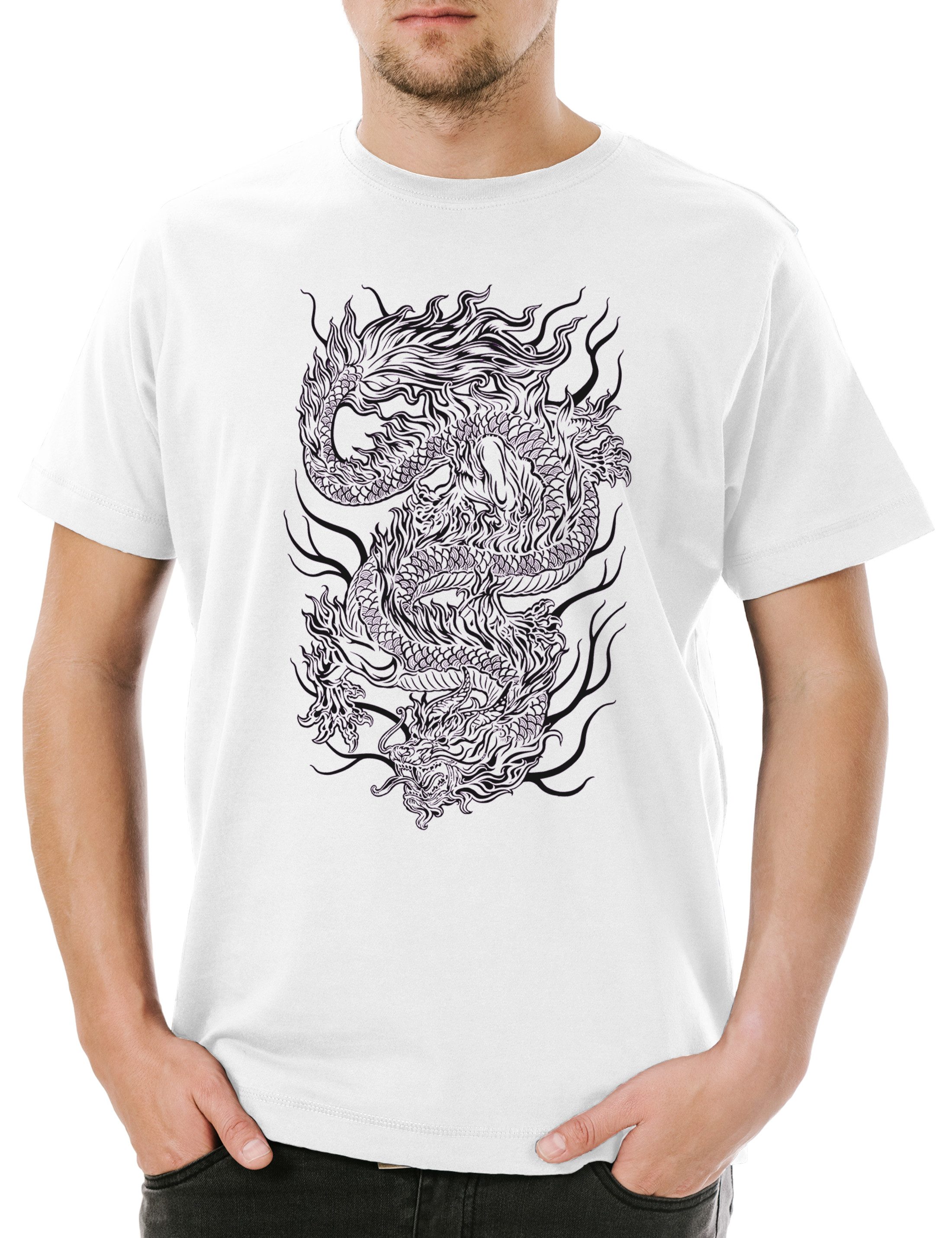 Print-Shirt Chinese Tattoo Dragon III Herren T-Shirt China Drache Art Asien Asia
