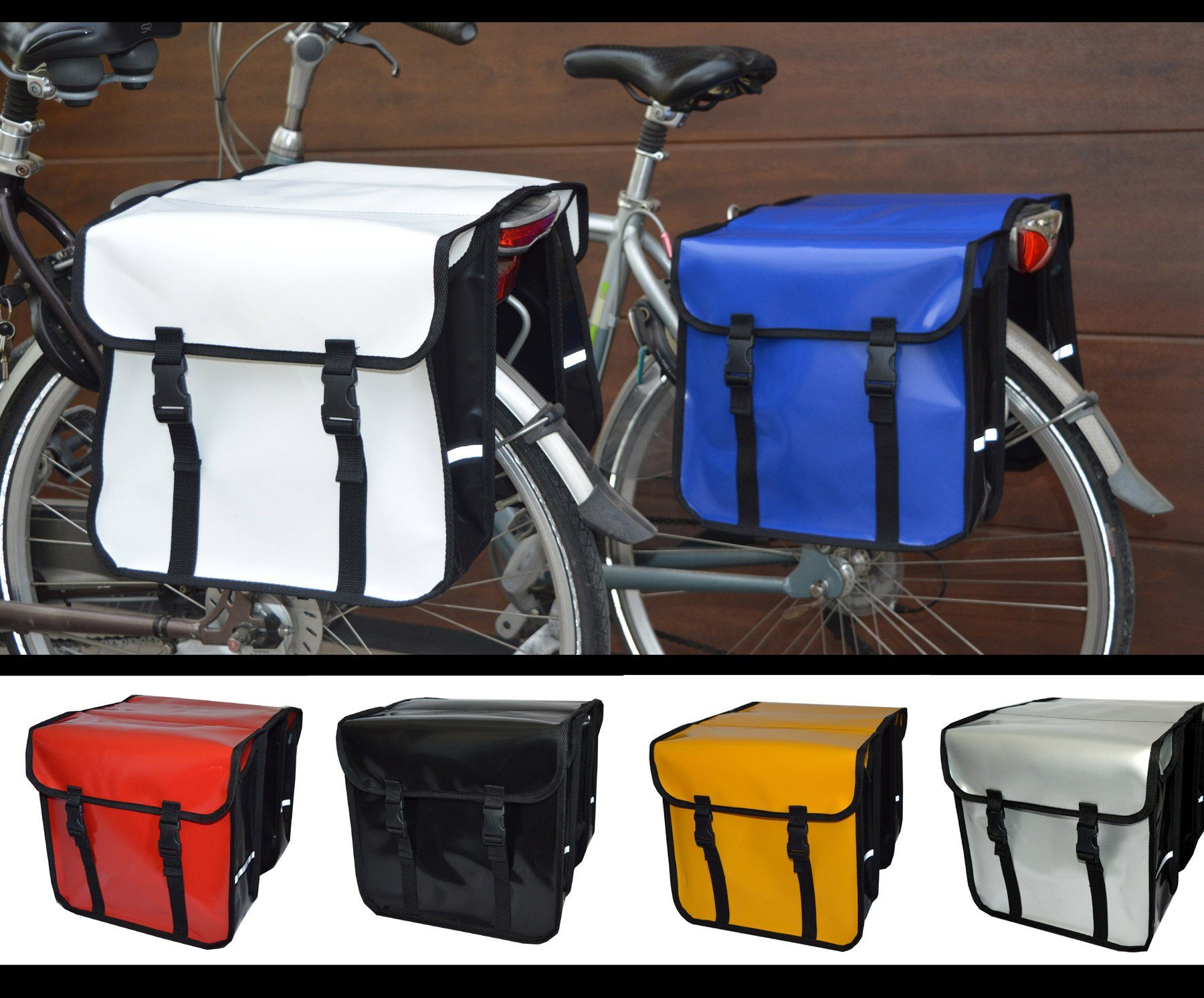 Aves-24 Fahrradtasche FAHRRADTASCHE Gepäckträgretache Fahrrad 26" 28" Doppel Tasche Gepäckträger 28L PVC, PVC_Rot