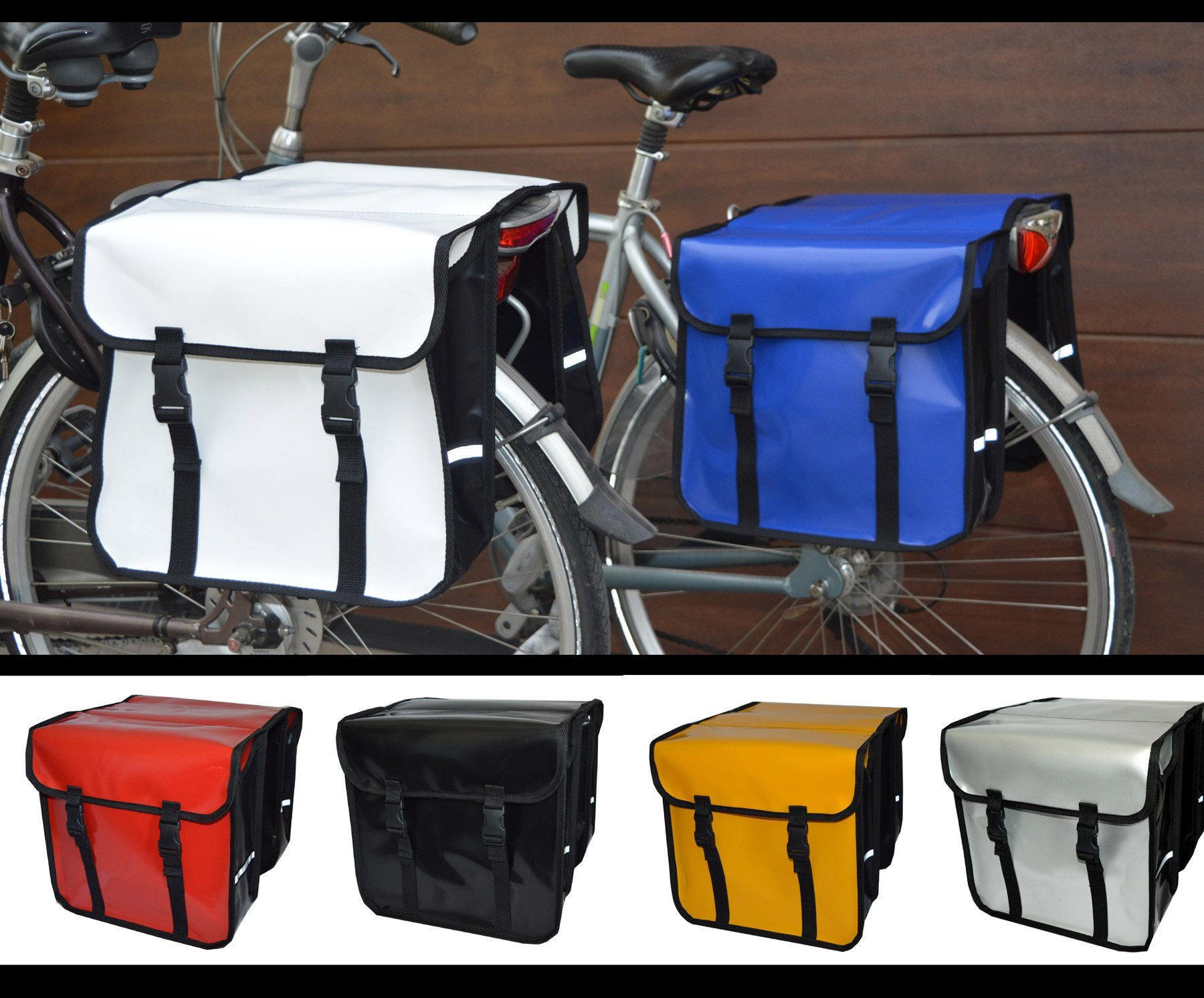 Aves-24 Fahrradtasche FAHRRADTASCHE Gepäckträgretache 26" 28" Doppel Tasche 28L PVC, PVC_Weiß