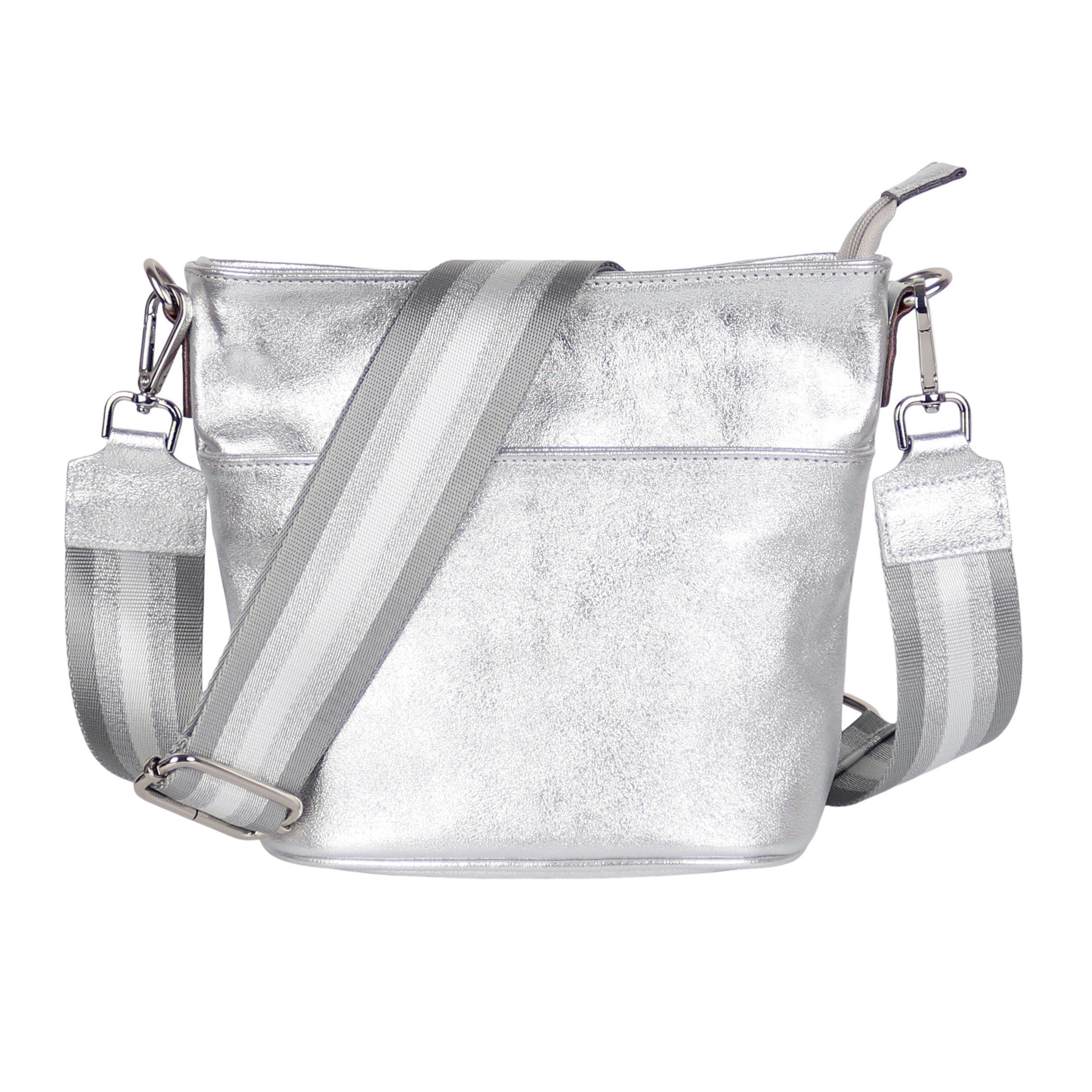 MIRROSI Umhängetasche Damen, Crossbody Bag, Echtleder Made in Italy (1 Tasche 2 Gurte oder Basic Version 1 Tasche 1 Gurt), 24x18x12cm (BXHXT)