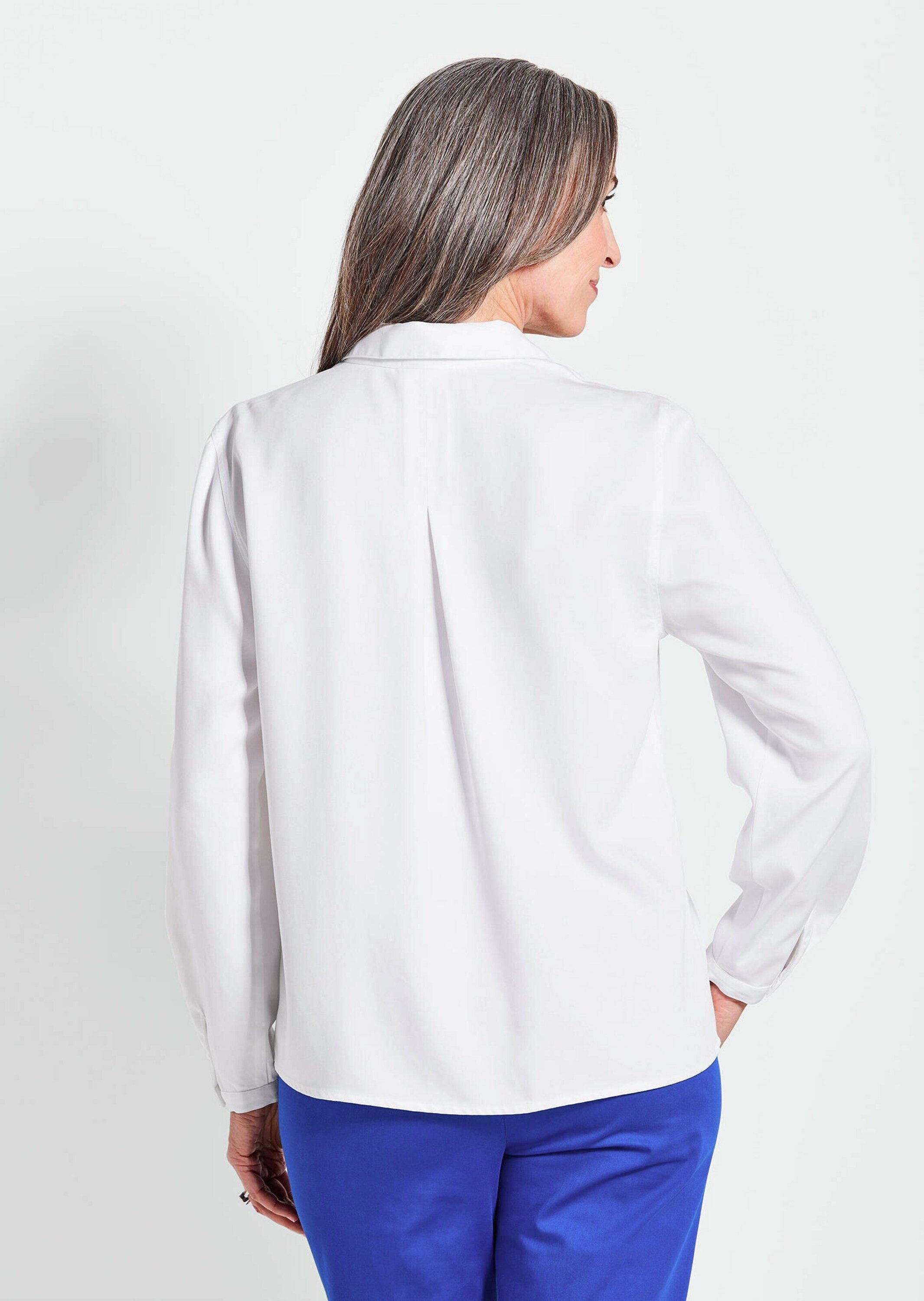 GOLDNER Hemdbluse Elegante Viskosebluse mit Hemdkragen Fließende, eng-anliegende Bluse mit klassischem Hemdkragen