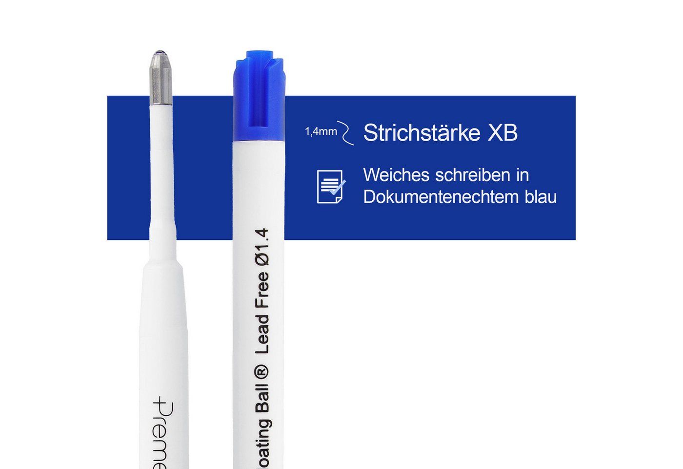 Thumbnail - WESTCOTT Kugelschreibermine G2 Nachfüllpack Blau 10 Stück, Kugelschreiberminen XB 1,4 mm, kompatibel mit ISO Standard G2...