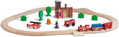 Eichhorn Spielzeug-Eisenbahn »Feuerwehr Bahnset«, (Set, 29-tlg), Made in Europe, FSC®-Holz aus gewissenhaft bewirtschafteten Wäldern